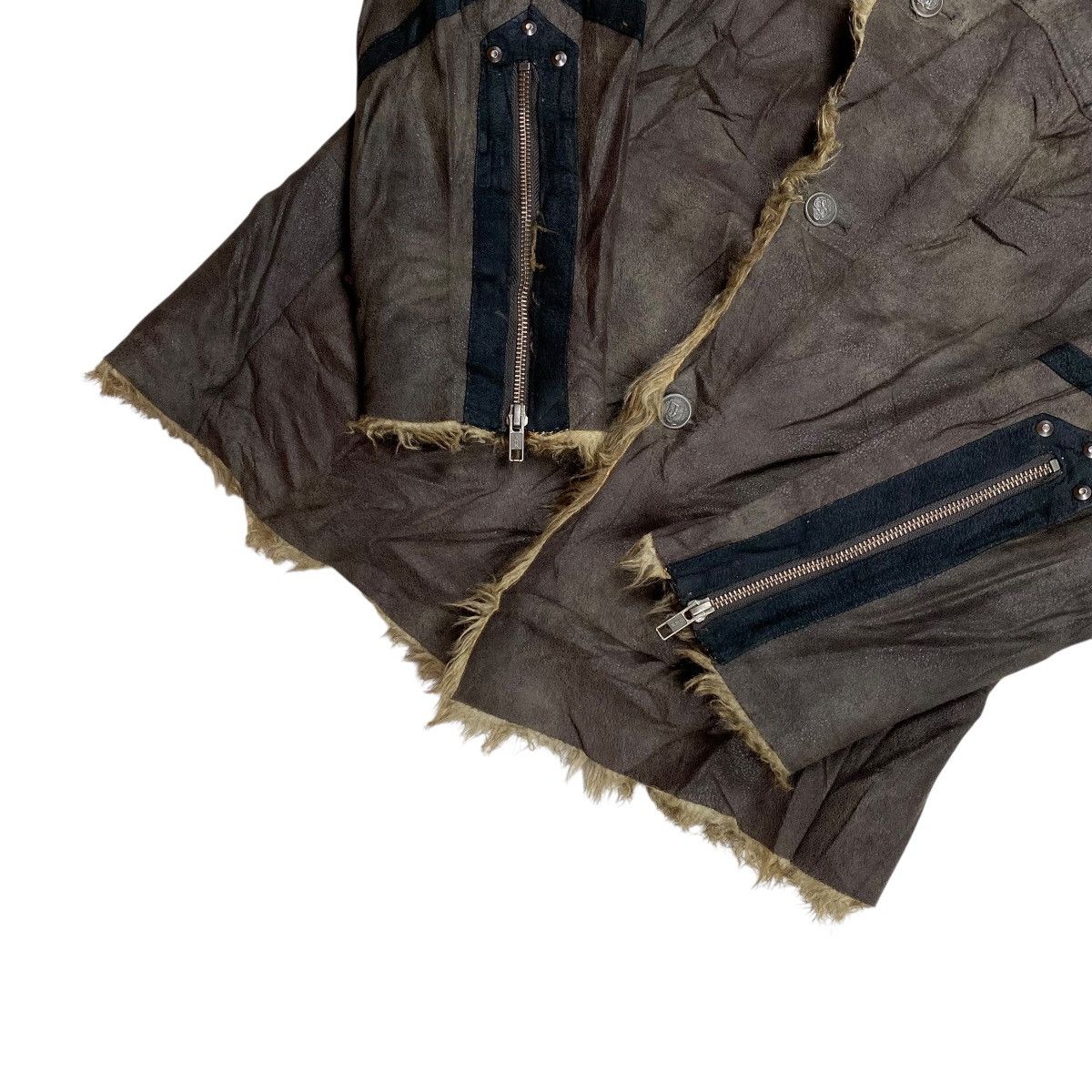 Schlussel Schlussel Asymmetric Button Fur Leather Jacket Size US M / EU 48-50 / 2 - 10 Thumbnail