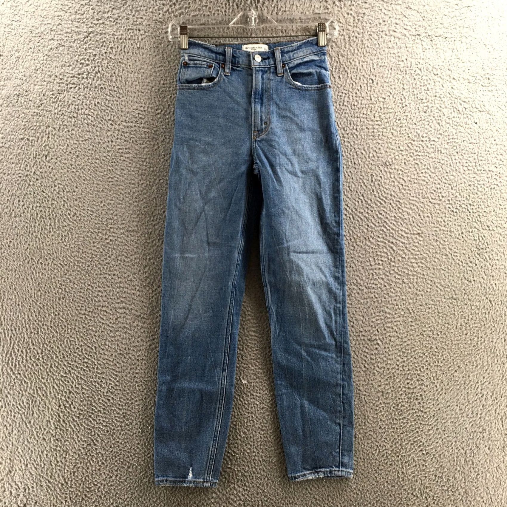 Abercrombie & Fitch Abercrombie & Fitch Jeans Womens 23 Blue The Mom High Rise Straight Leg Zip Fly Shirt? Size 40" / US 18 - 2 Thumbnail