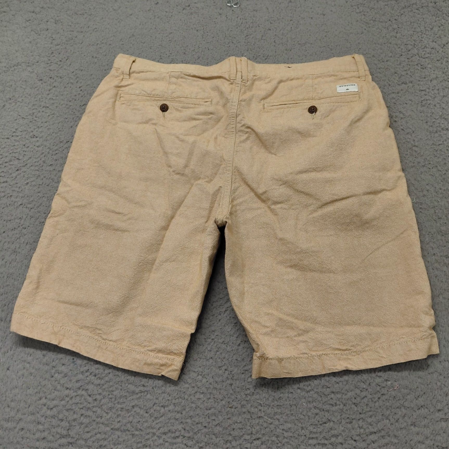 Quiksilver Quiksilver Chino Shorts Men 36x9" Flat Front Straight Fit Tan Cotton Surfer Logo Beach Logo Semantically Size US 36 / EU 52 - 4 Thumbnail
