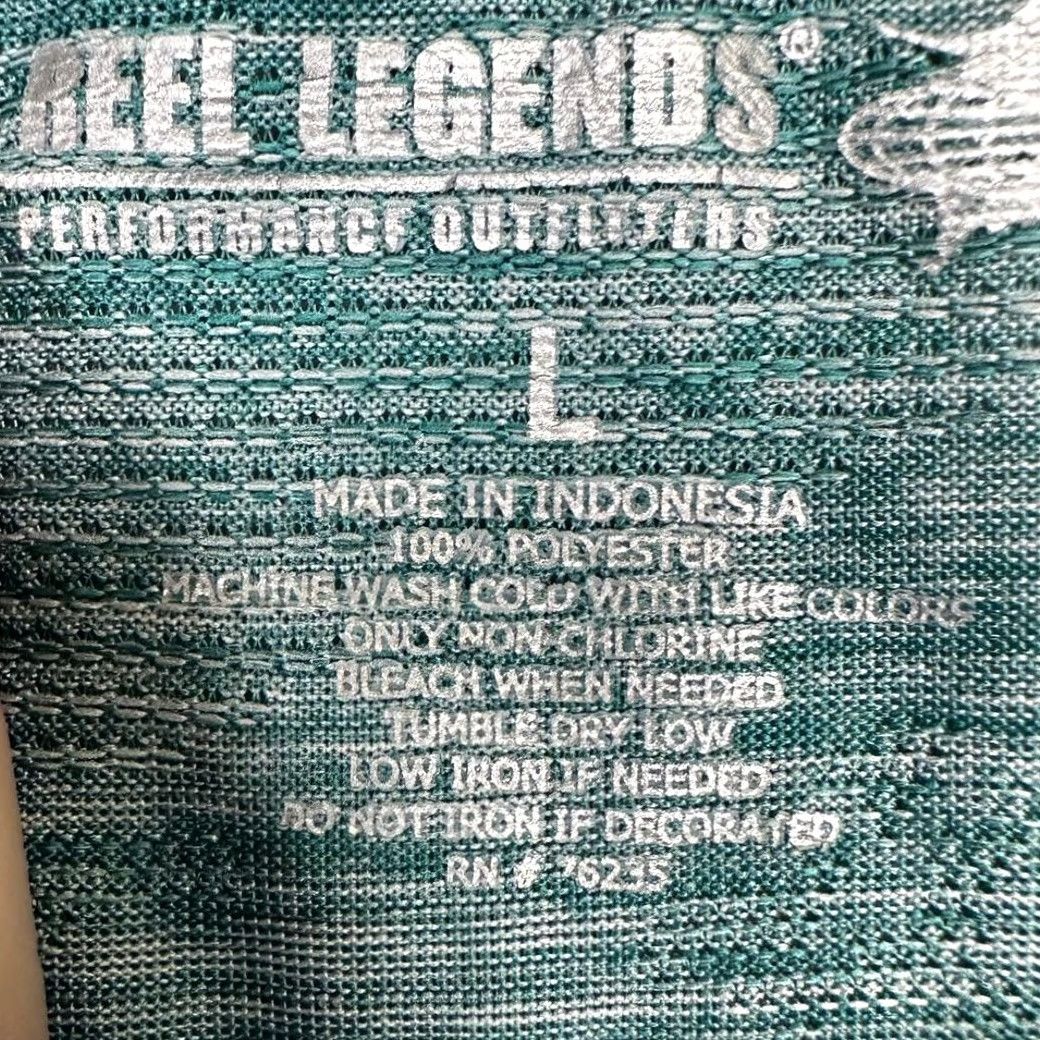 Vintage Reel Legends Shirt Adult Large Teal Heather Performance Fishing V-Neck Tee Mens Size US L / EU 52-54 / 3 - 5 Thumbnail