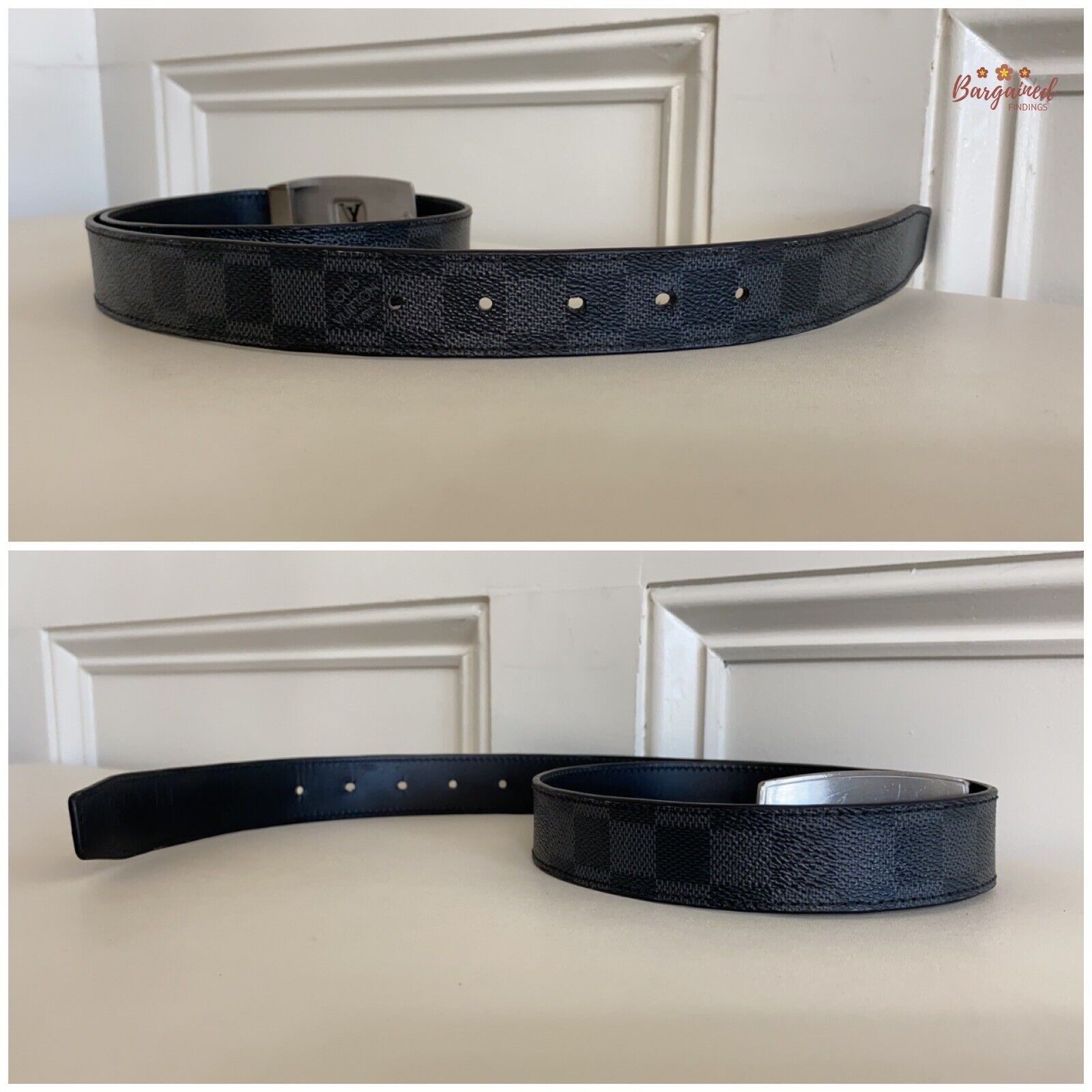 Louis Vuitton Louis Vuitton Black Damier Graphite Suntulle CUT Buckle Belt Size 30 - 4 Thumbnail