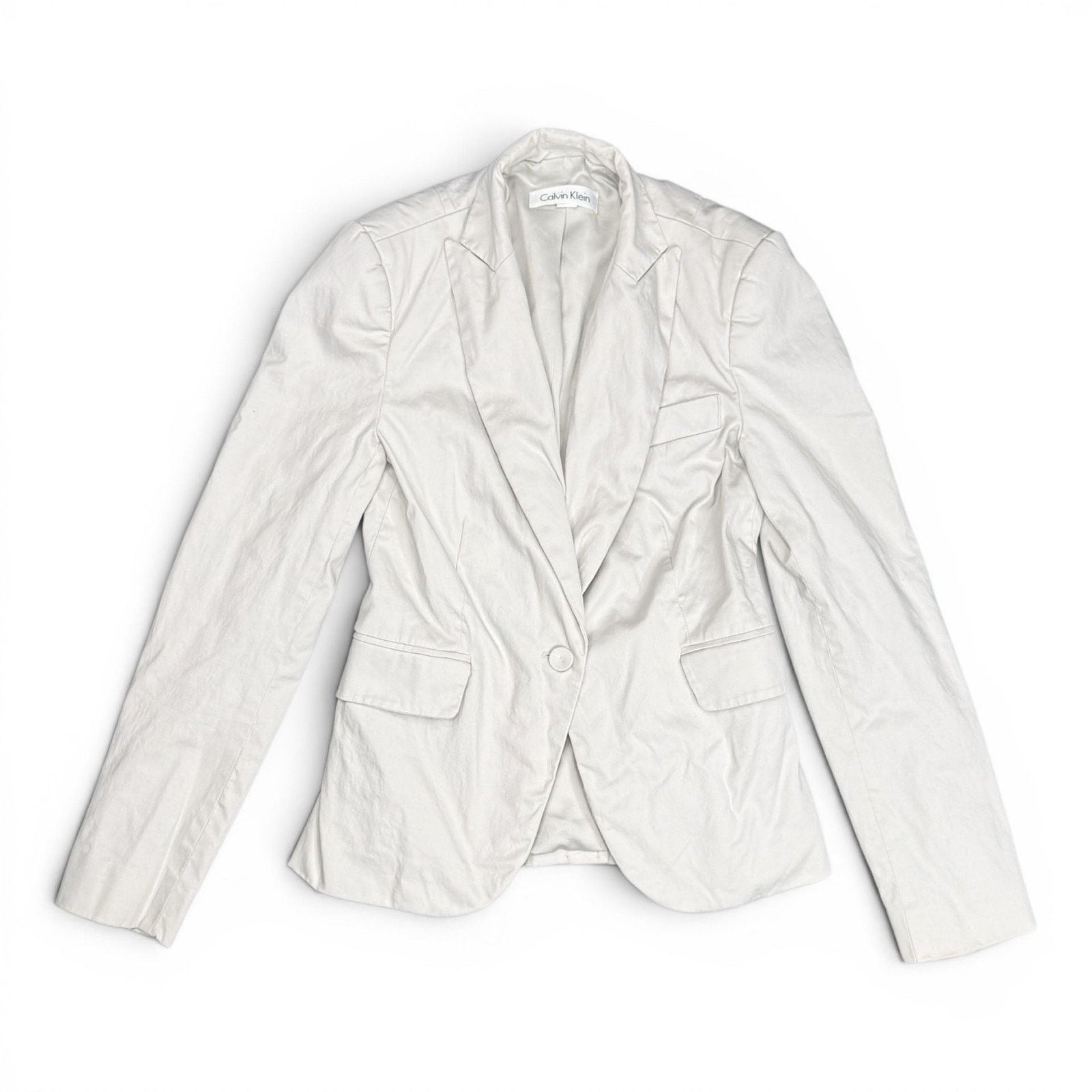 Calvin Klein Calvin Klein Single Button Cotton Stretch Blazer Off-White Size XS / US 0-2 / IT 36-38 - 1 Thumbnail