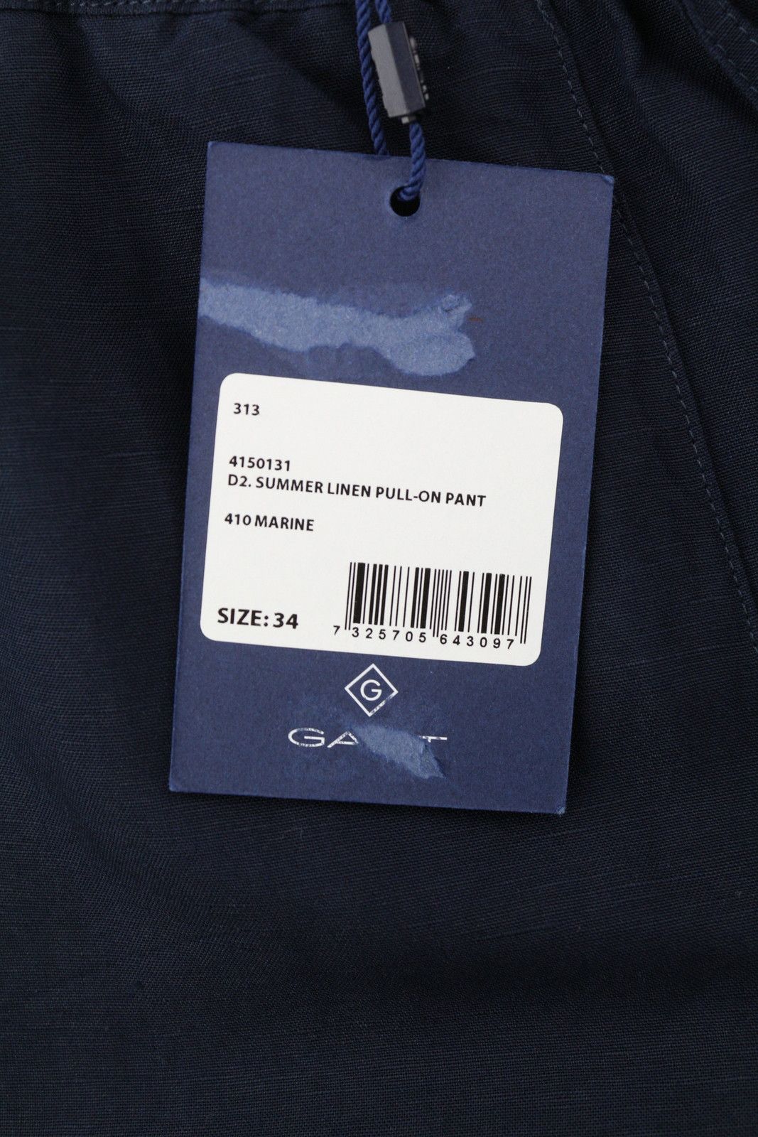 Gant SUMMER LINEN EU34 Dark Blue Elastic Waist Pants 85150 Size 28" / US 6 / IT 42 - 7 Thumbnail
