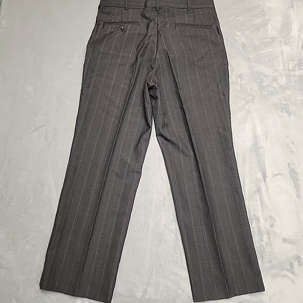 Vintage Towncraft Mens Dress Pants Gray Pinstripe Wool Blend 34x28 US Made Vintage Mens Pants Front Zip Flat Front Pockets Size US 34 / EU 50 - 5 Thumbnail