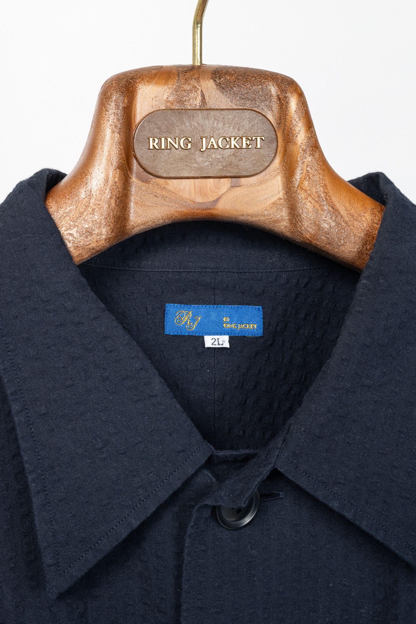 Ring Jacket RJ By Ring Jacket Navy Cotton Seersucker Utility Jacket Size US XL / EU 56 / 4 - 4 Thumbnail