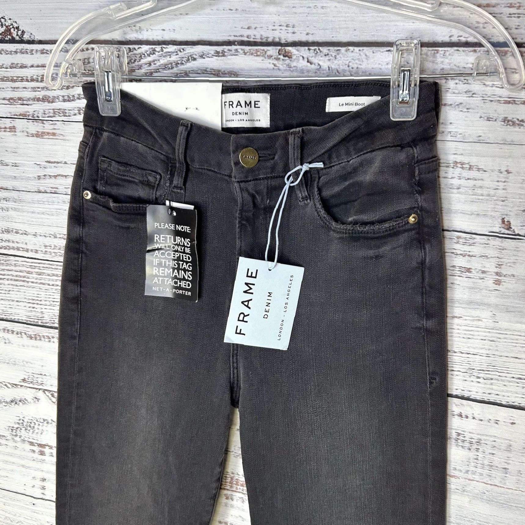 Frame FRAME Le Mini Boot Mid-Rise Slim Fit Bootcut Jeans 27 Black Cotton Blend 34 Inseam Womens Jeans FRAME DenIM Le Mini Boot Size 27" / US 4 / IT 40 - 3 Thumbnail
