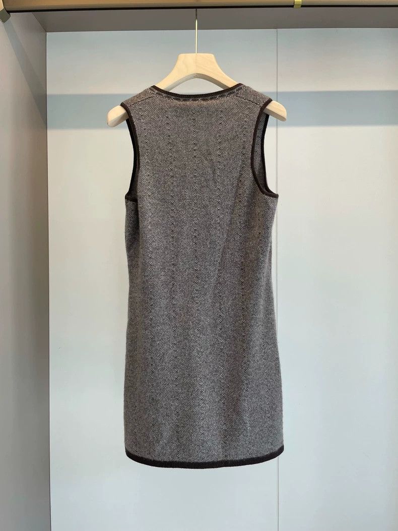 Loro Piana LORO PIANA Gray and beige cashmere vest skirt Size XL / US 12-14 / IT 48-50 - 2 Thumbnail