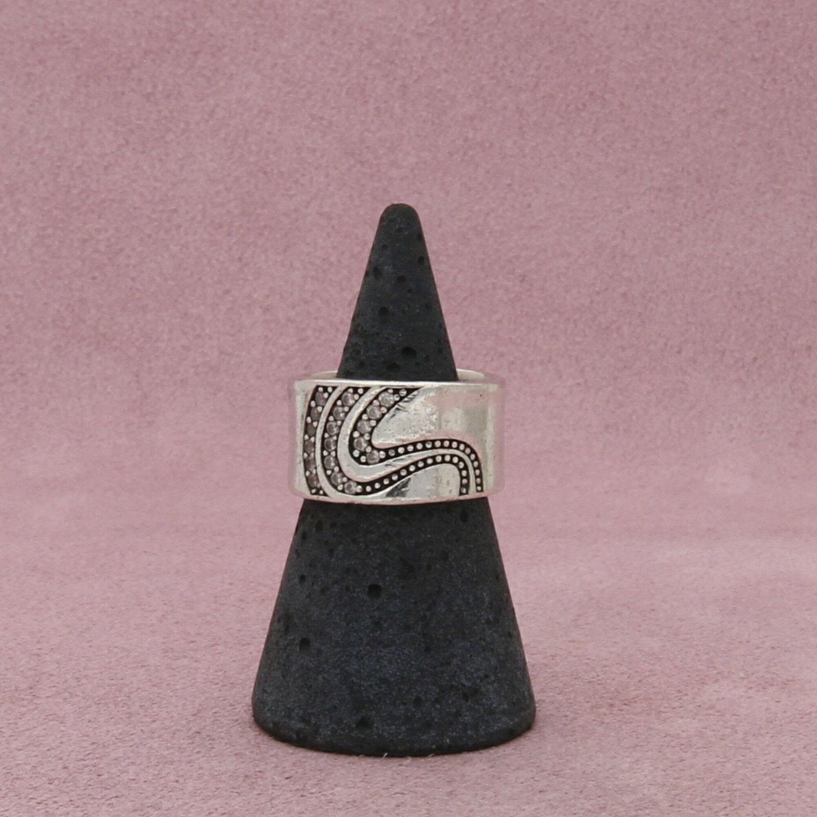 Sterling Silver sterling silver wavy cz wide band ring size 6.5 Size ONE SIZE - 3 Thumbnail