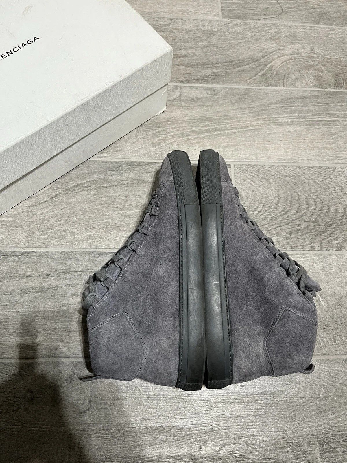 Balenciaga Balenciaga Arena Gray 14 Suede High Top Sneakers Size US 14 / EU 47 - 2 Thumbnail
