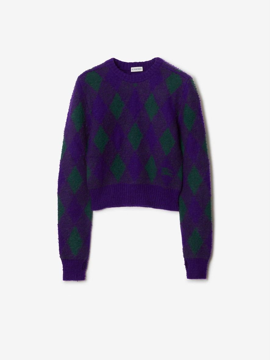 Burberry Burberry Cropped Argyle Wool Sweater Size L / US 10 / IT 46 - 1 Thumbnail