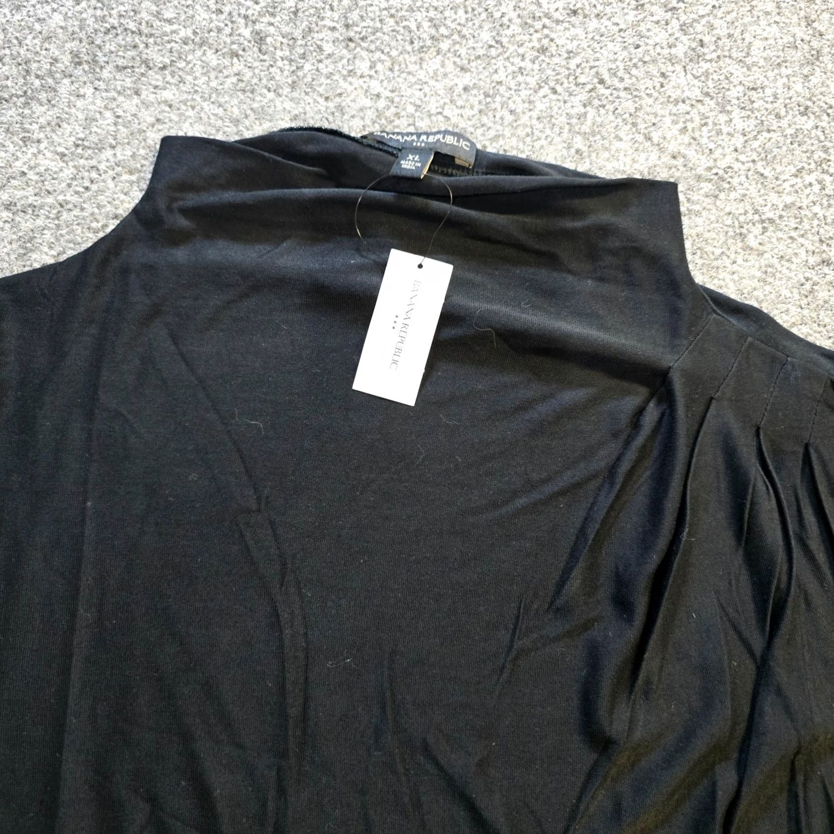 Banana Republic Banana Republic Top Women XL Black Mock Neck Ruched Stretch Minimal Capsule Shirt Size XL / US 12-14 / IT 48-50 - 2 Thumbnail