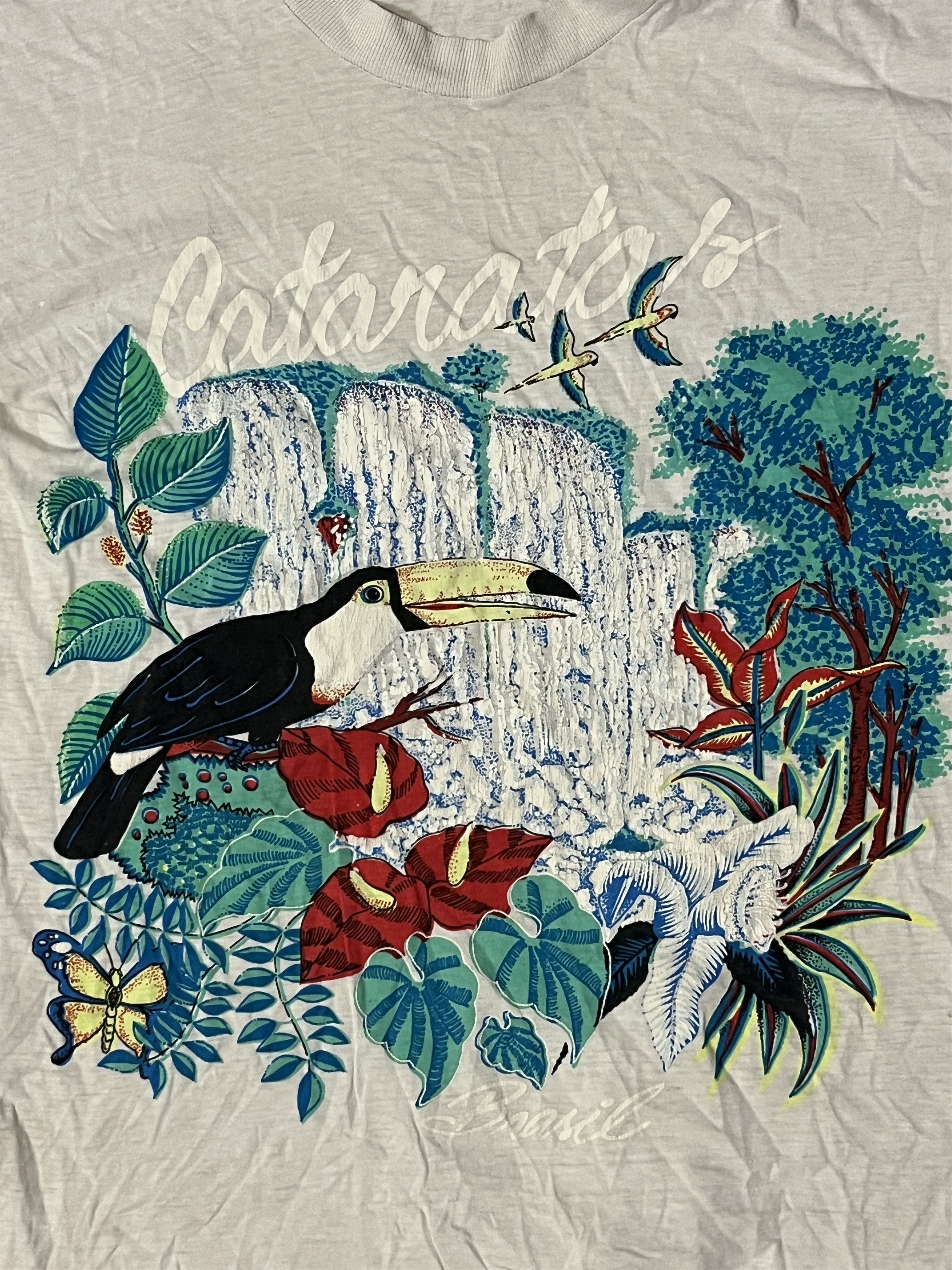 Vintage 90s Cataratas Brasil Animals Graphic Travel T Shirt Size US M / EU 48-50 / 2 - 3 Thumbnail