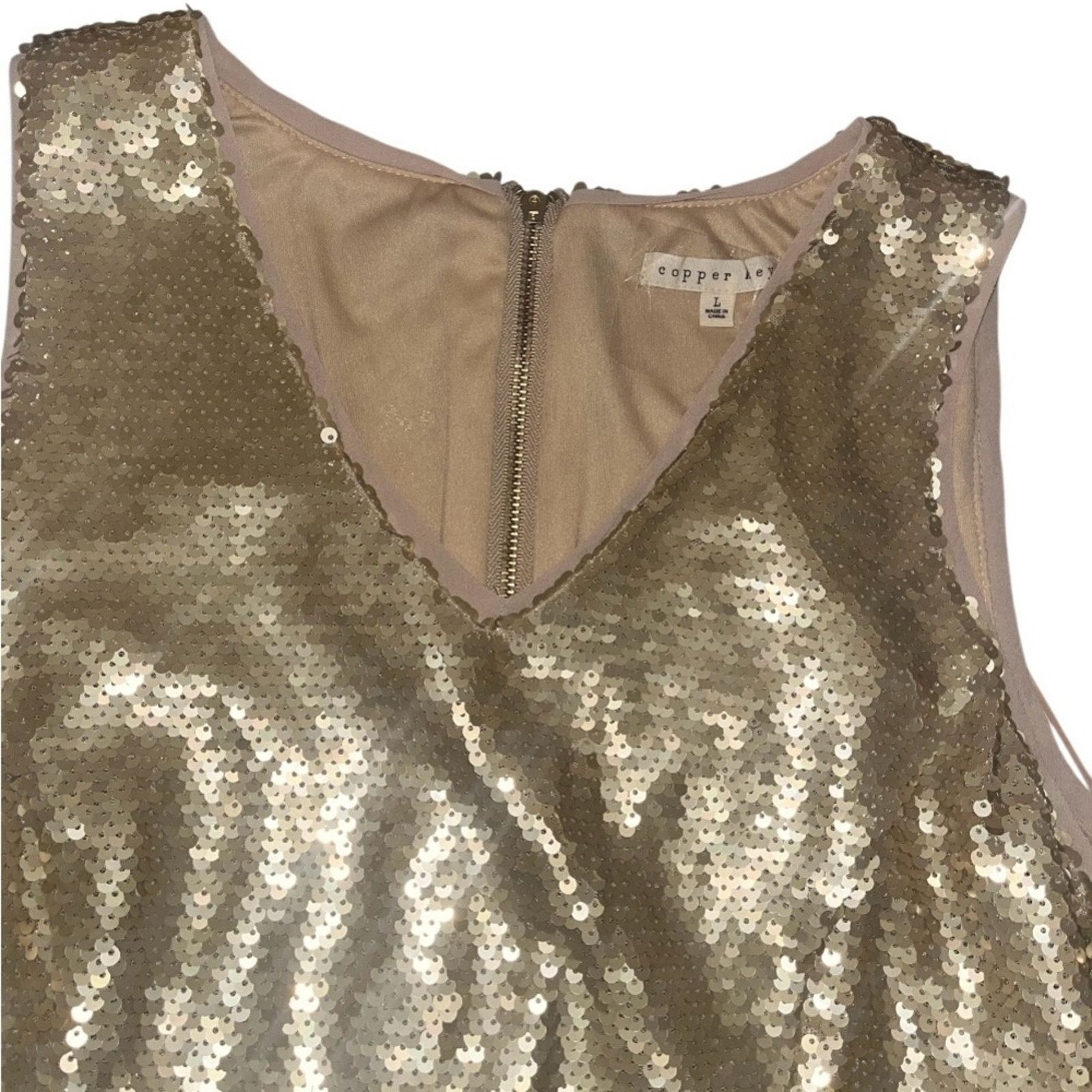 The Unbranded Brand Copper Key gold sequined mini dress, size Large Size L / US 10 / IT 46 - 5 Thumbnail