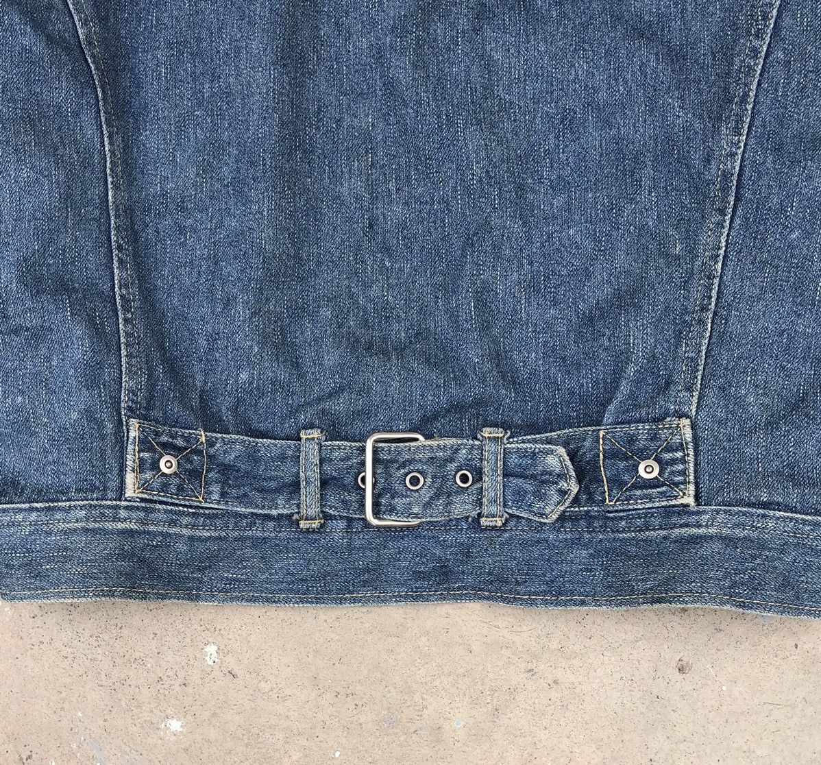 Vintage Vintage 1980s Denim Bomber Buckle Jacket Pockets Size US L / EU 52-54 / 3 - 14 Thumbnail