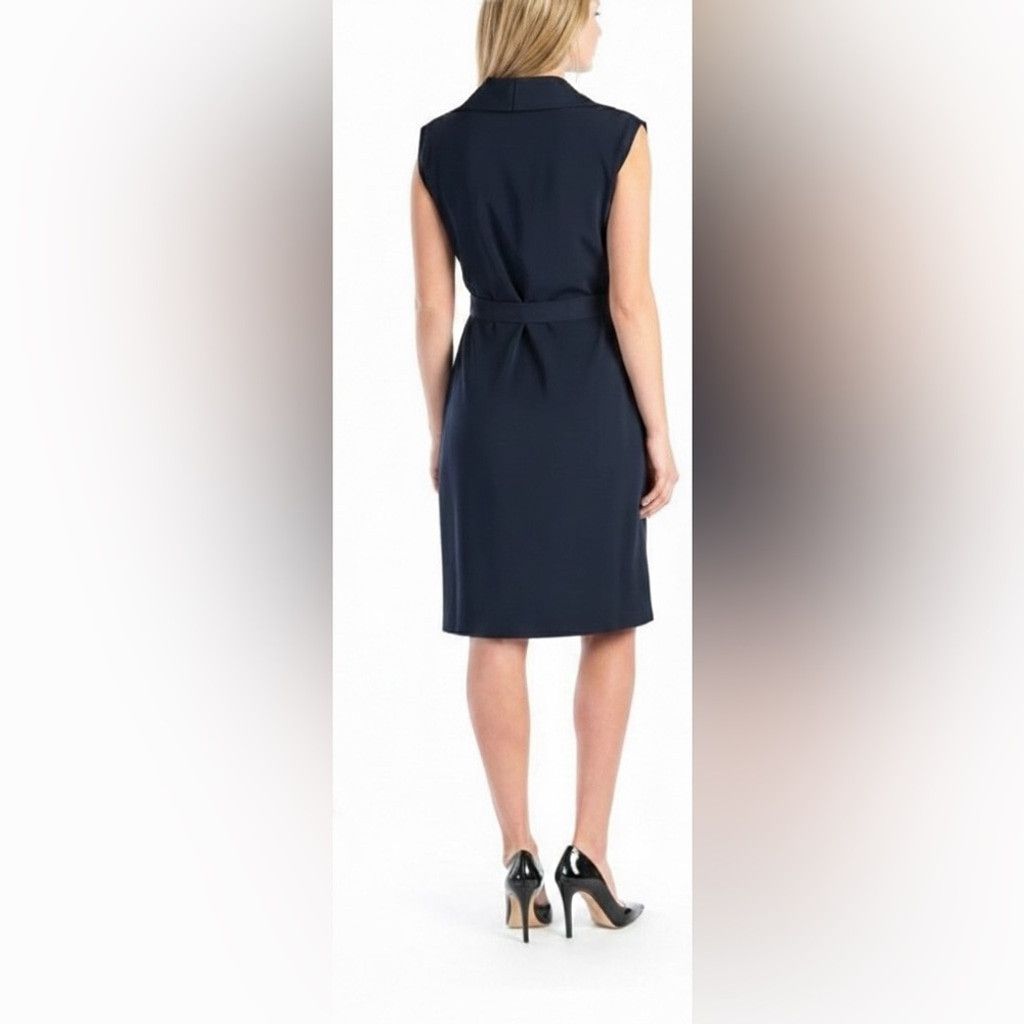 Elie Tahari Elie Tahari Dalia Midnight Blue Sleeveless Wrap Dress Size 6 Size M / US 6-8 / IT 42-44 - 3 Thumbnail