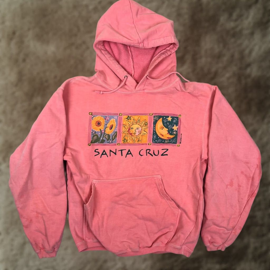 Pinko VINTAGE ICanToo Hoodie Sweatshirt Womens Small Pink Santa Cruz Sun Moon 90s Size S / US 4 / IT 40 - 1 Thumbnail