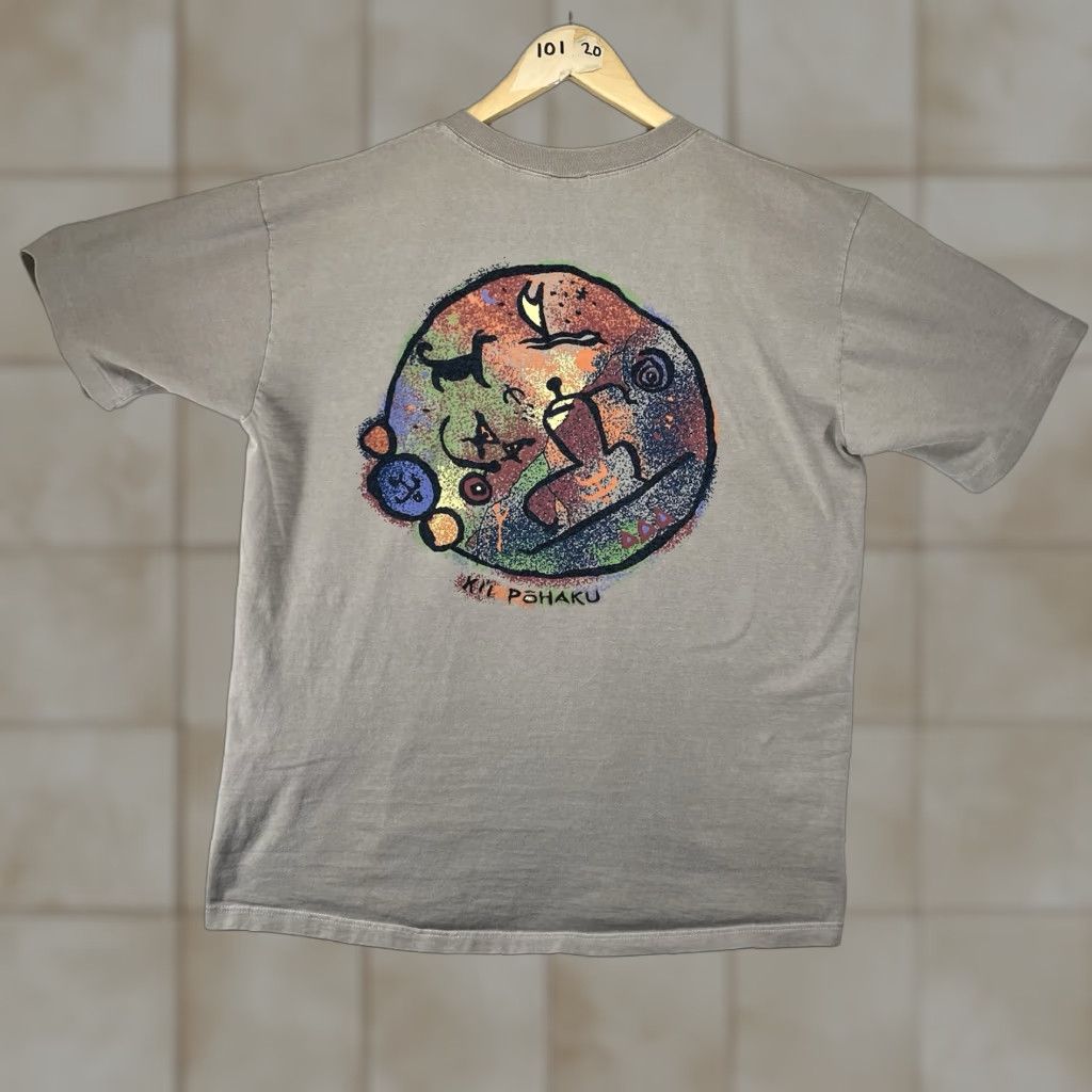 Vintage VINTAGE Crazy Shirts Shirt Men's L T-Shirt 100% Cotton Beige Hawaii Kilo Pōhaku Graphic Print 80s 90s Nautical Art Nature Hawaiian Adventure Time Mens Size US L / EU 52-54 / 3 - 1 Thumbnail