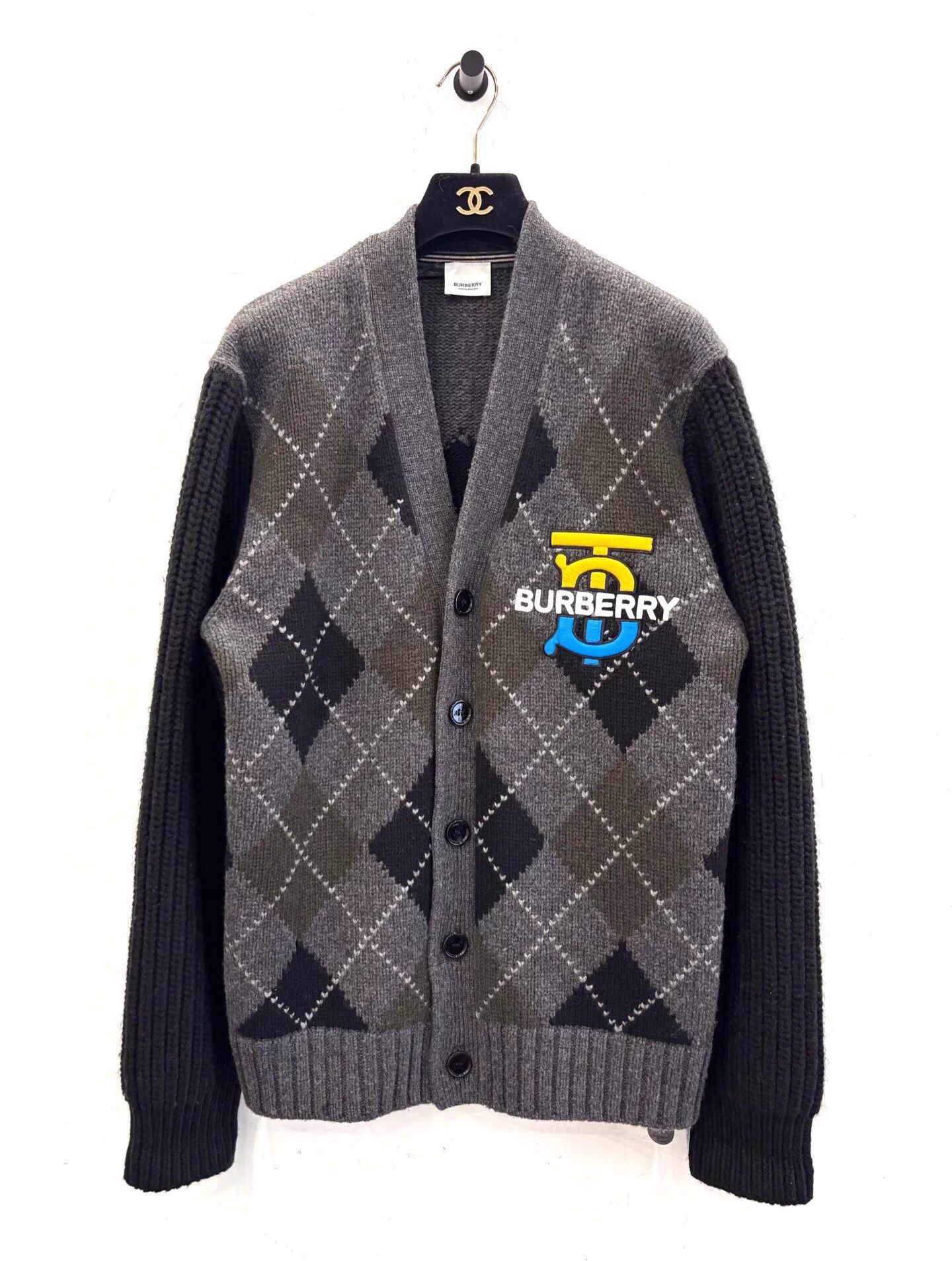 Burberry Burberry gray black check TB logo cardigan men's M Size US M / EU 48-50 / 2 - 1 Thumbnail