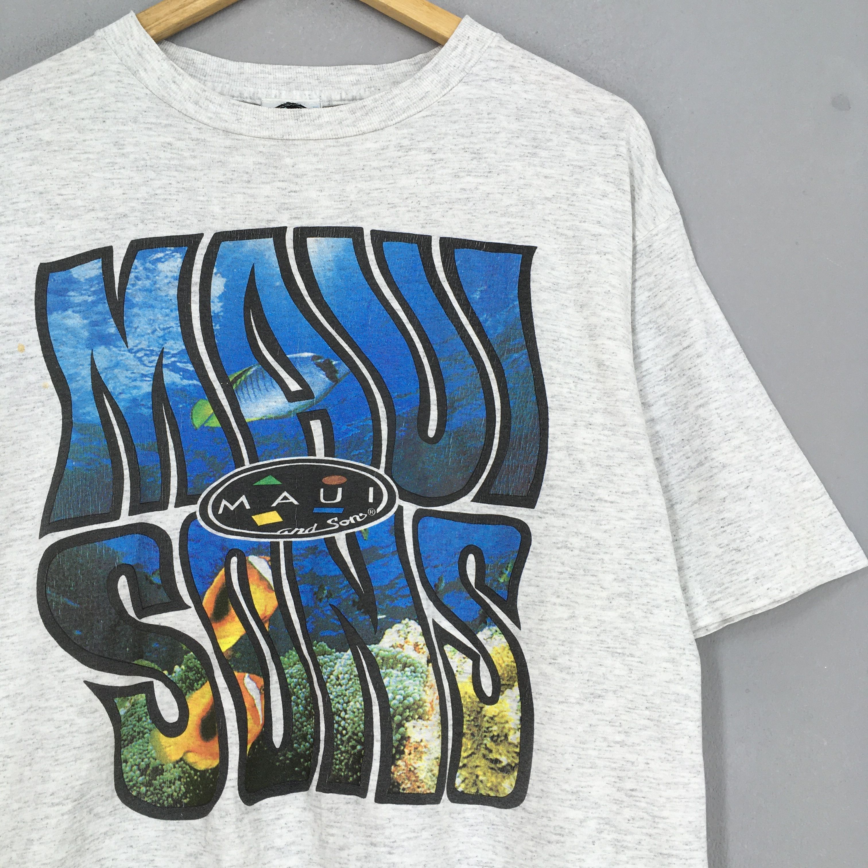 Maui and Sons × Ron Jon Surf Shop Vintage 90's Maui & Sons Sharks Surfing T shirt Medium Size US M / EU 48-50 / 2 - 2 Thumbnail