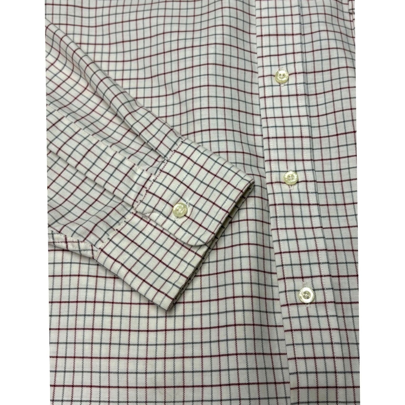 Vintage VINTAGE L.L.Bean Plaid Shirt Button-Down Long Sleeve Dress Shirt Mens 17.5 White Button-Up Comfort Classic Preppy Pocket Easy Care Size 48R - 3 Thumbnail