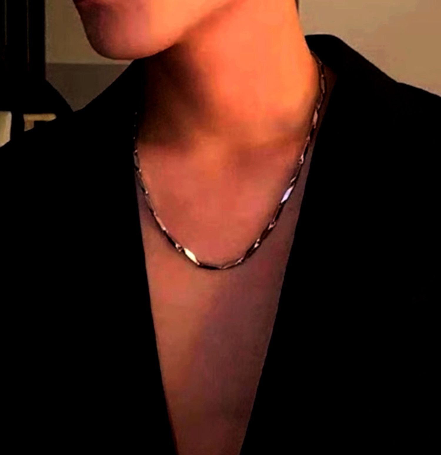 Designer × Vintage Hippie Goth Ridge Square Bar Silver Necklace Rave Unique Size ONE SIZE - 1 Thumbnail