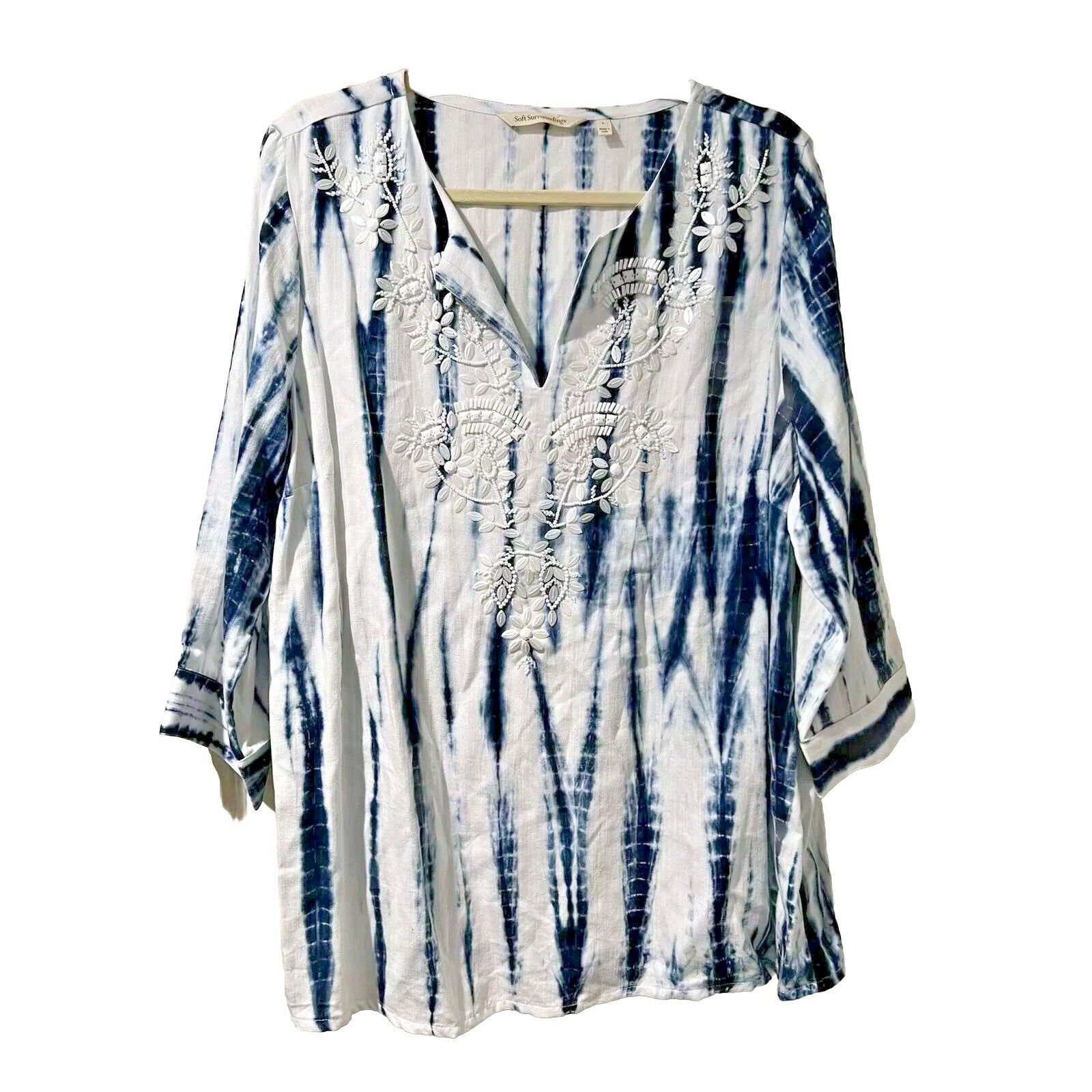 &Daughter Soft Surroundings 3/4 Length Sleeves Tunic L A001732 Size L / US 10 / IT 46 - 1 Thumbnail