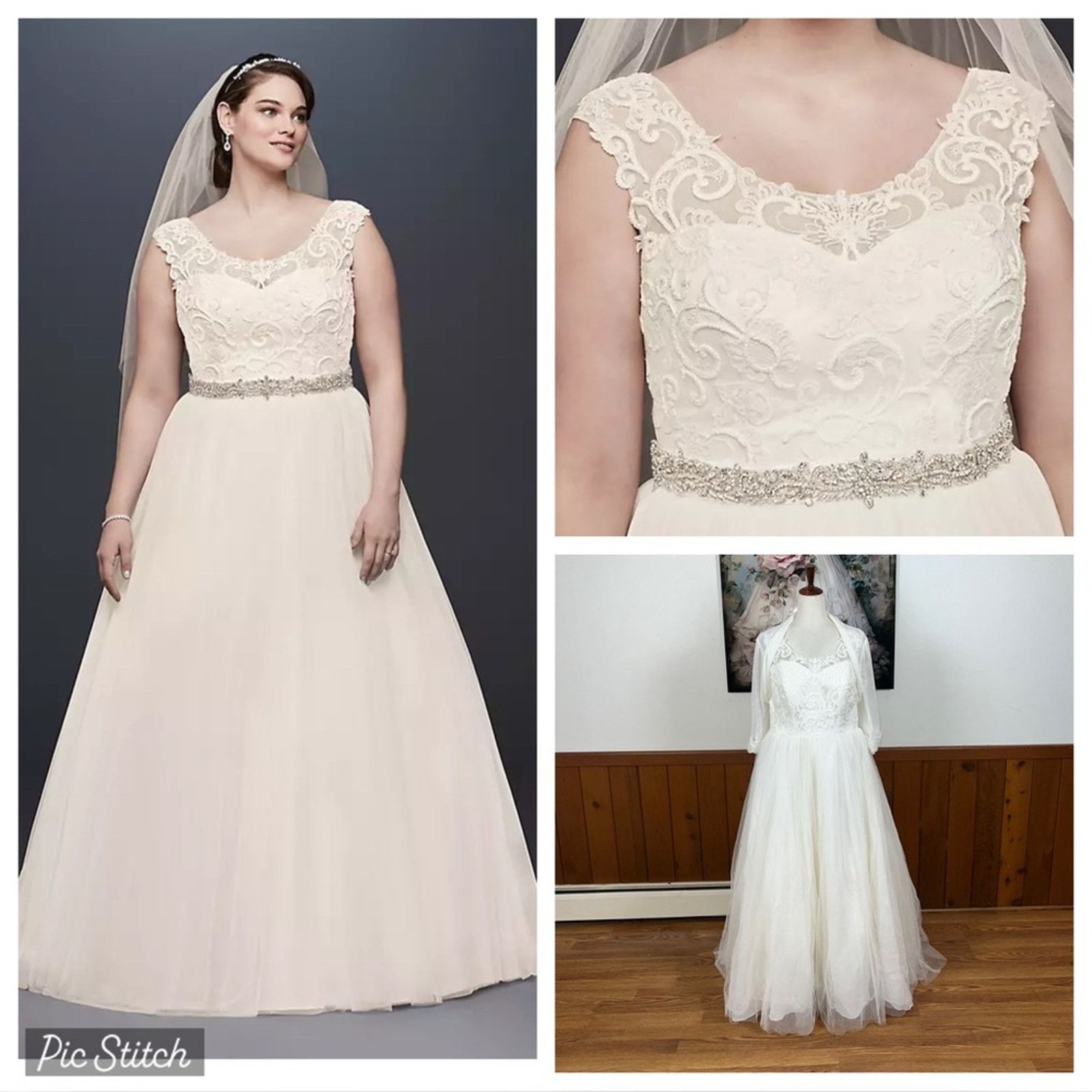 Other Elegant David’s Bridal Beaded Mesh Wedding Gown! Size XXL / US 16-18 / IT 52-54 - 1 Thumbnail