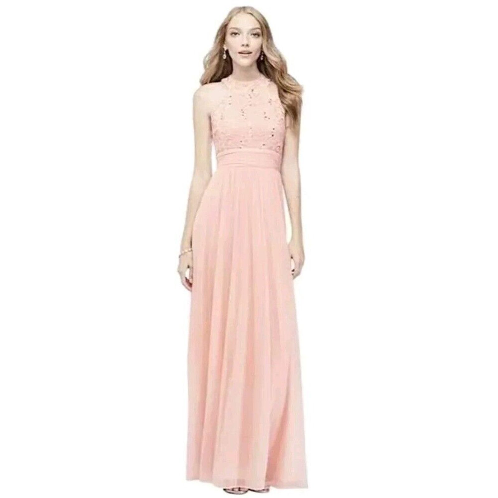 Zara Lulus David's Bridal High Neck Formal Bridesmaid Dress Pink Size S / US 4 / IT 40 - 20 Thumbnail