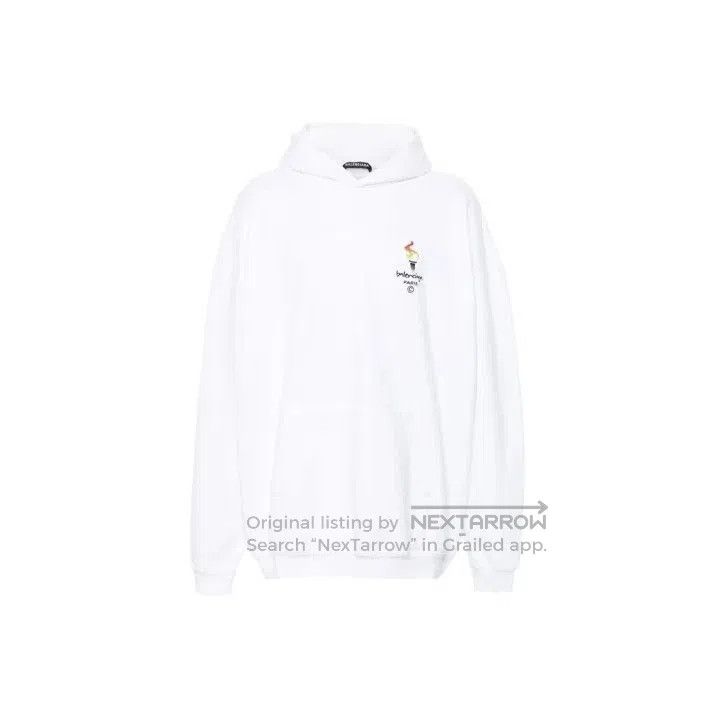 Balenciaga Balenciaga White Long Sleeve Hoodie with Print. Size US S / EU 44-46 / 1 - 1 Thumbnail