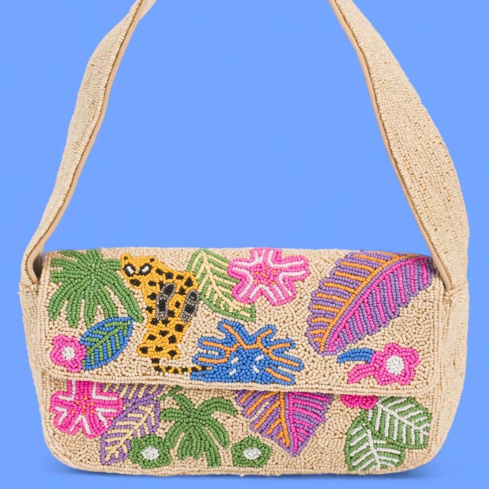 Marsell TikTok Viral Jungle Leopard Cheetah Jaguar Beaded Bag Size ONE SIZE - 1 Thumbnail