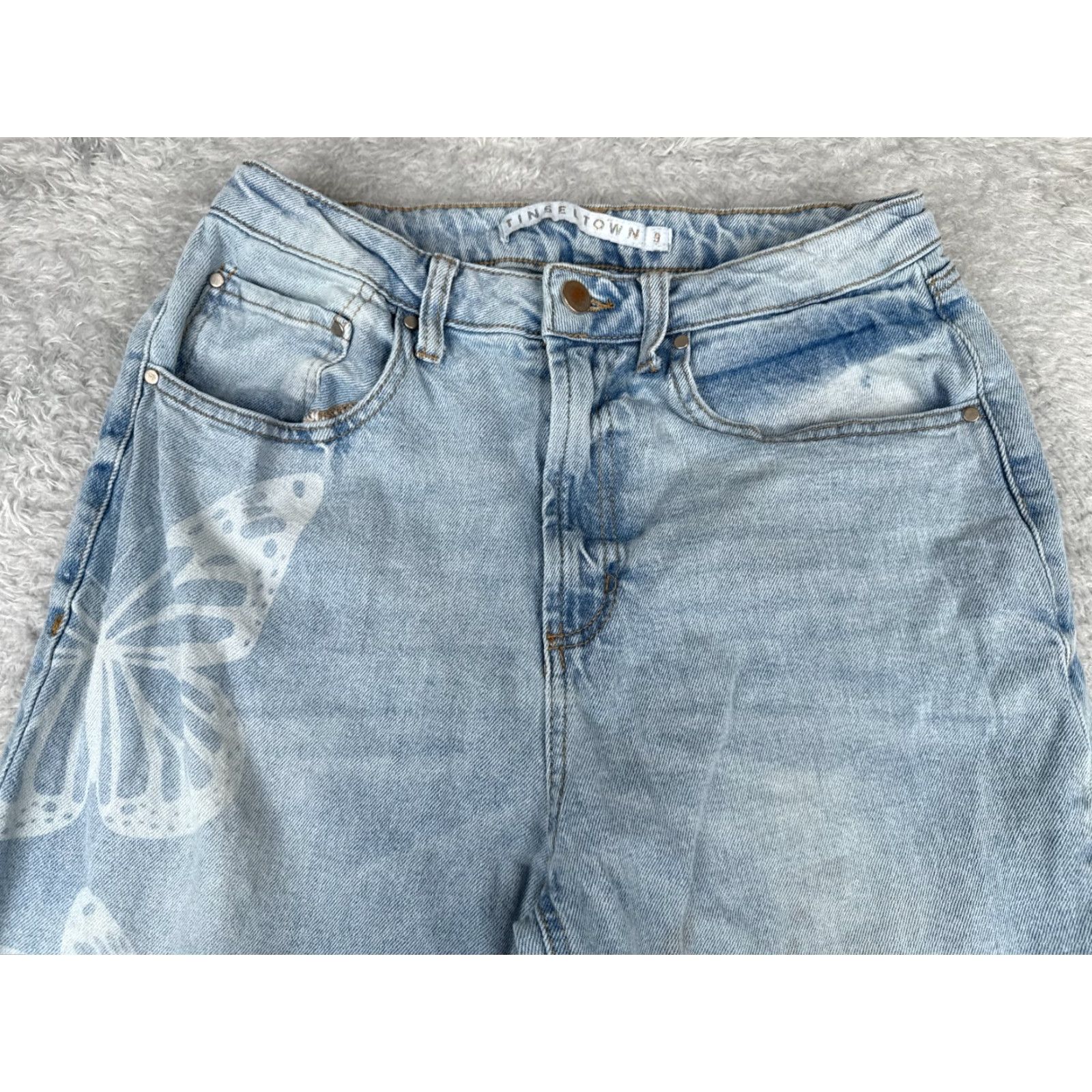 Vintage Vintage Tinseltown Women’s Jeans 9 Light Blue Denim Wide Leg High Rise 28x30 Size 30" / US 8 / IT 44 - 4 Thumbnail