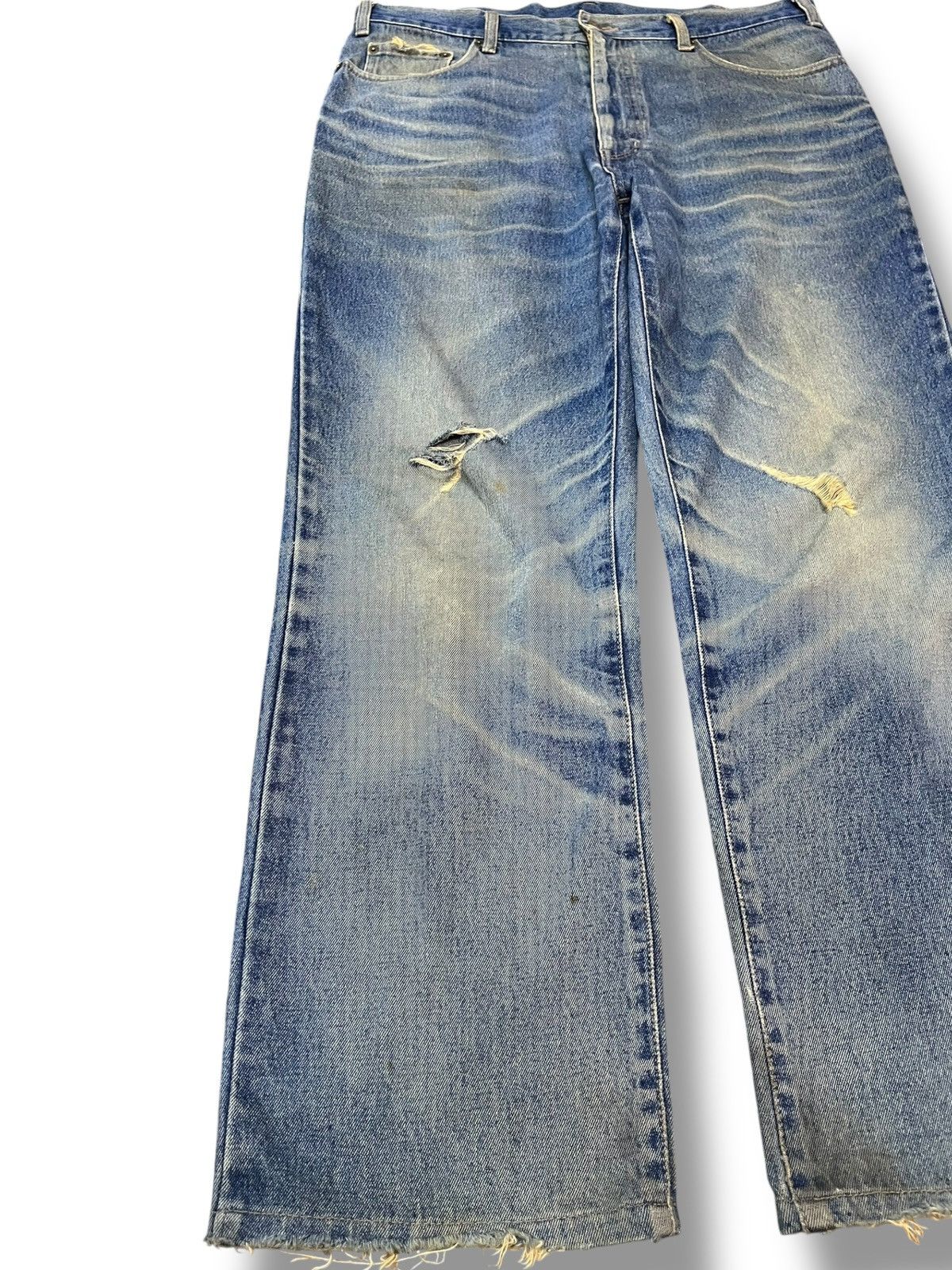 Beauty Beast × Japanese Brand × Yasuyuki Ishii Vintage Scratch Crew Baggy Faded Grunge Distressed Denim Size US 35 - 3 Thumbnail