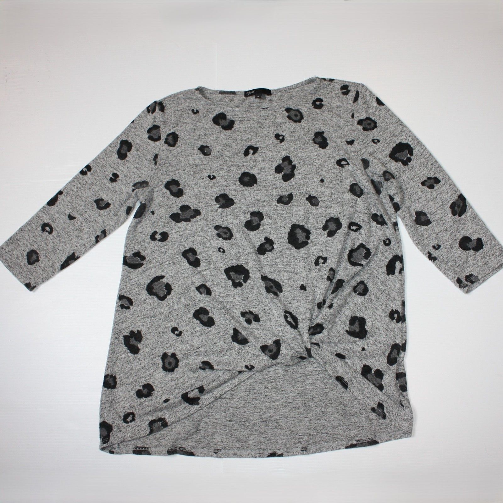 Other Gibson Cozy Twist Front Pullover Sweater in Gray Leopard Size M / US 6-8 / IT 42-44 - 3 Thumbnail
