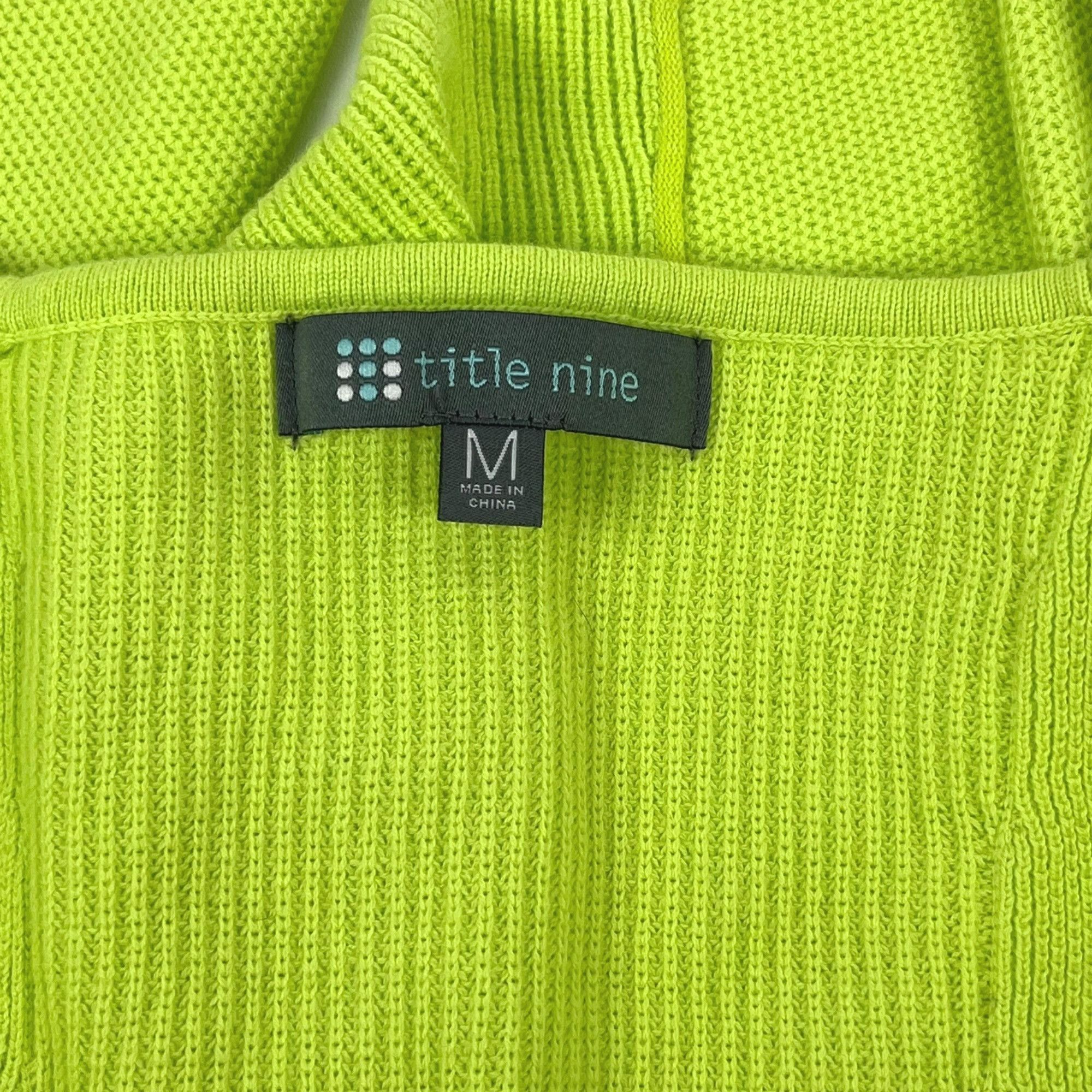 Other Title Nine Lightweight Full-Zip Sweater Lime-Green V-Neck Sz Size M / US 6-8 / IT 42-44 - 2 Thumbnail
