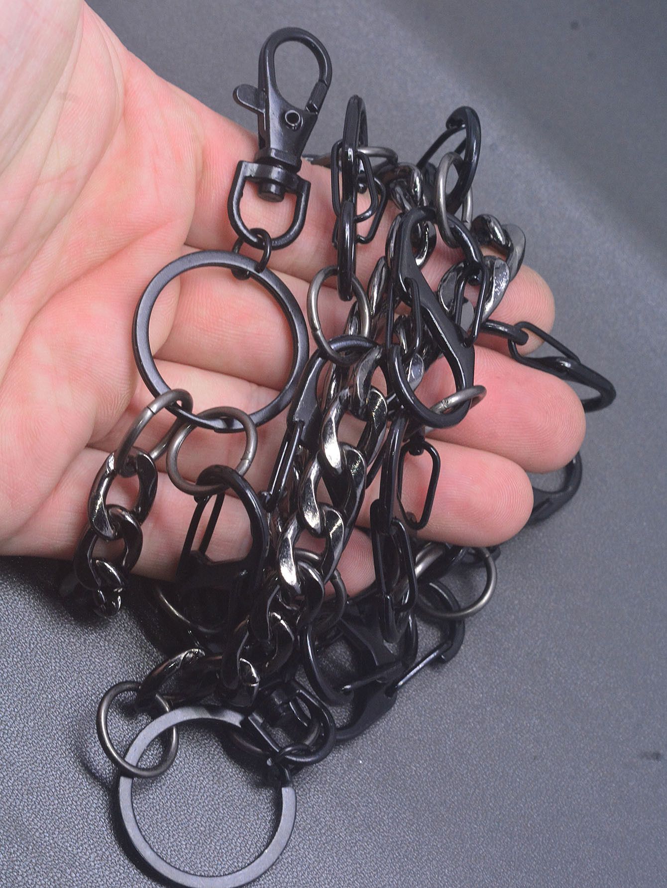 Japanese Brand Black Gunmetal Double-Layer Cuban Pants Wallet Chain Size ONE SIZE - 5 Thumbnail