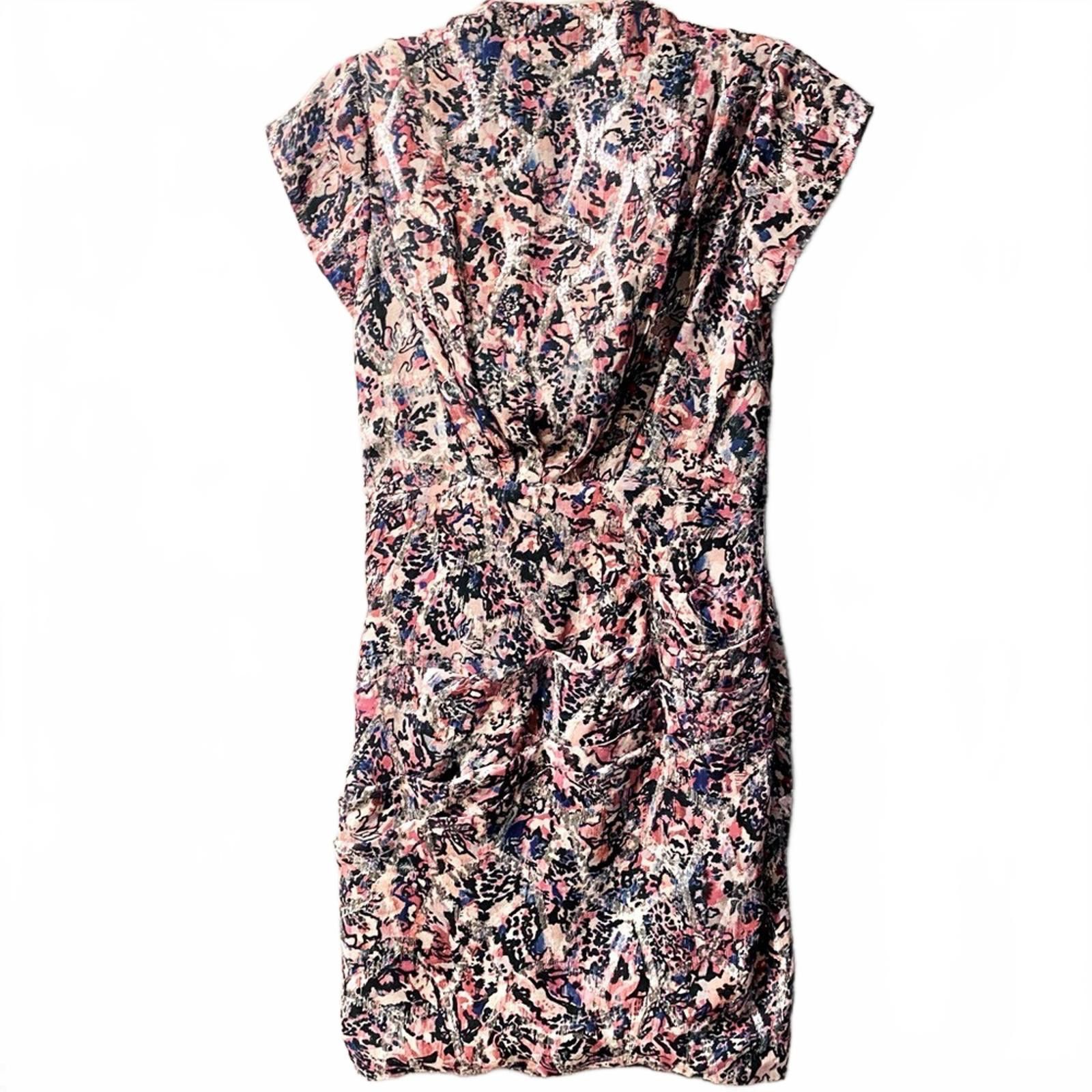 Iro IRO Draped Abstract Print Mini Dress Parisian Chic Size XS / US 0-2 / IT 36-38 - 4 Thumbnail