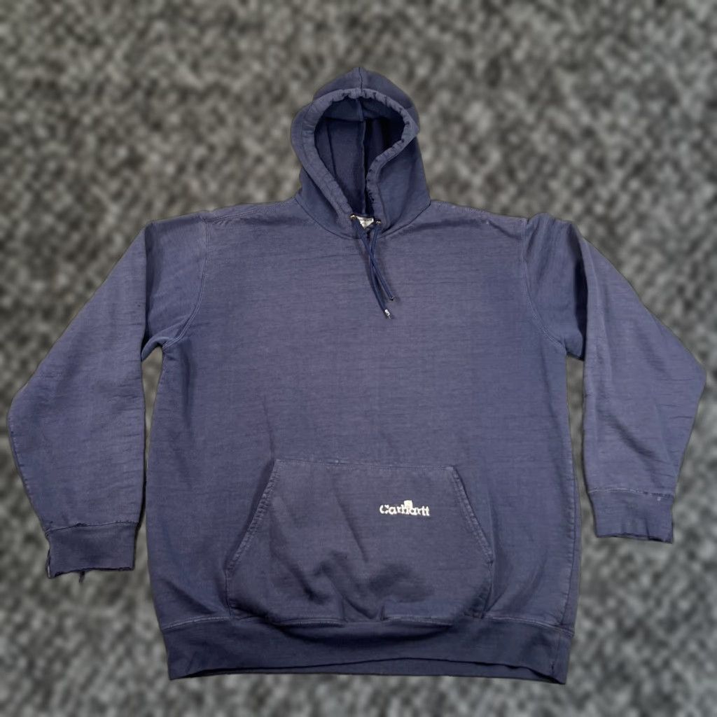 Carhartt VINTAGE Carhartt Hoodie Sweatshirt Pullover Workwear XL Navy Distressed 90s Mens Hoodie Pullover Carhartt K132 Size US XL / EU 56 / 4 - 1 Thumbnail