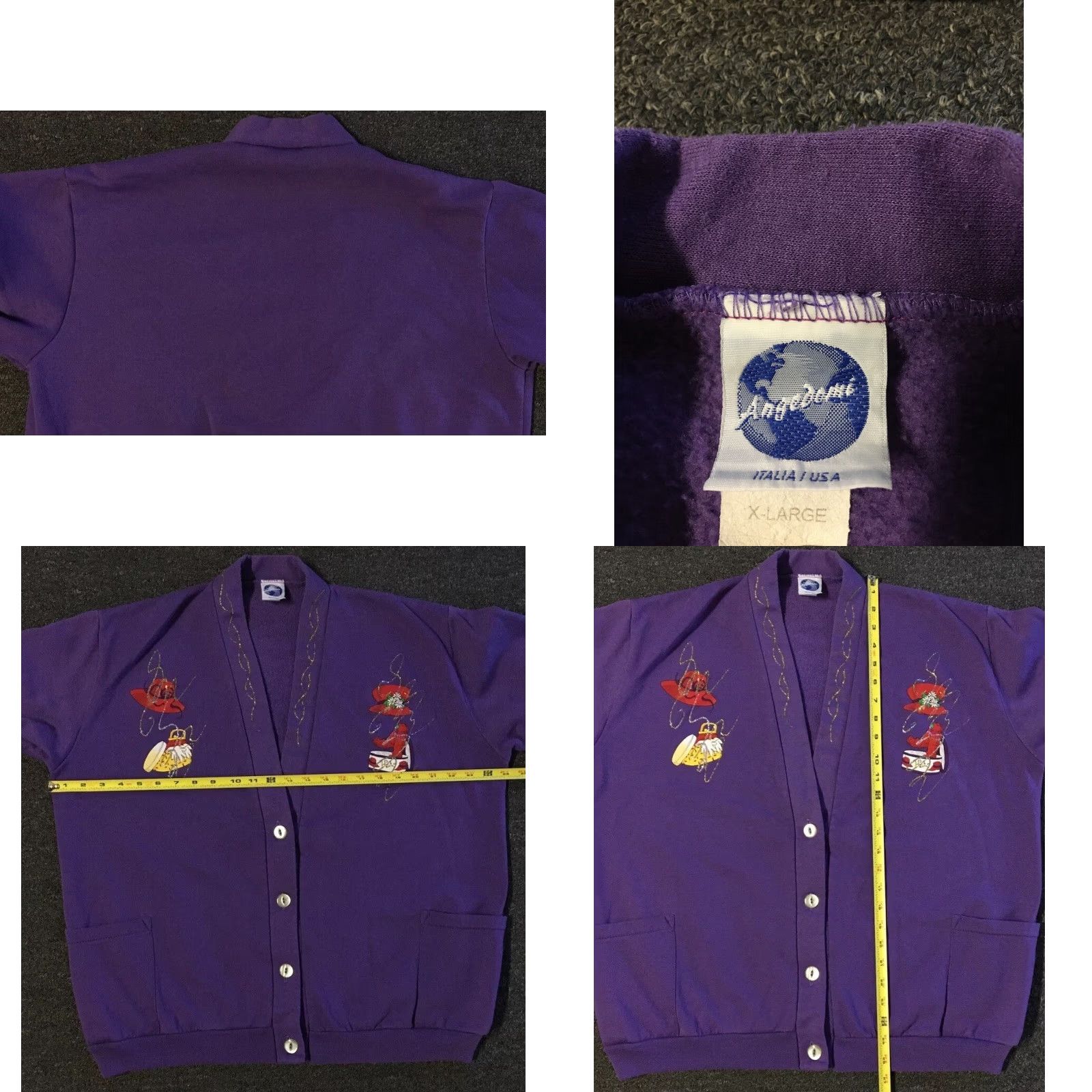 Vintage Vtg 80s Faded Glitter Art Cardigan Sweatshirt XL USA Hoodie Women's Purple 90s Grunge Nature Boxy Cardigan Size XL / US 12-14 / IT 48-50 - 8 Thumbnail