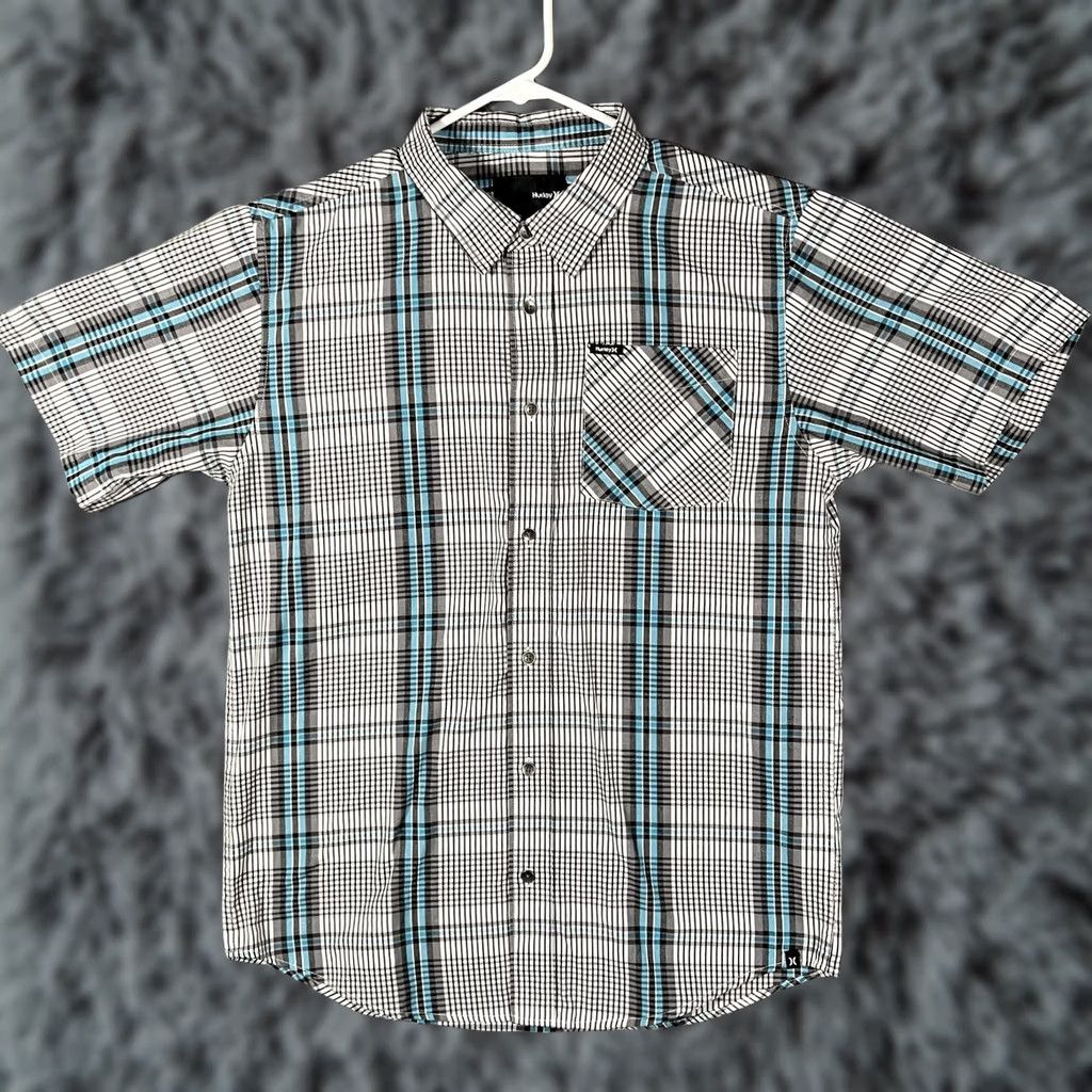 Hurley Hurley Button Up Shirt Mens XL Plaid Short Sleeve Surf Skate Casual Multicolor Blue/Black Size US XL / EU 56 / 4 - 1 Thumbnail