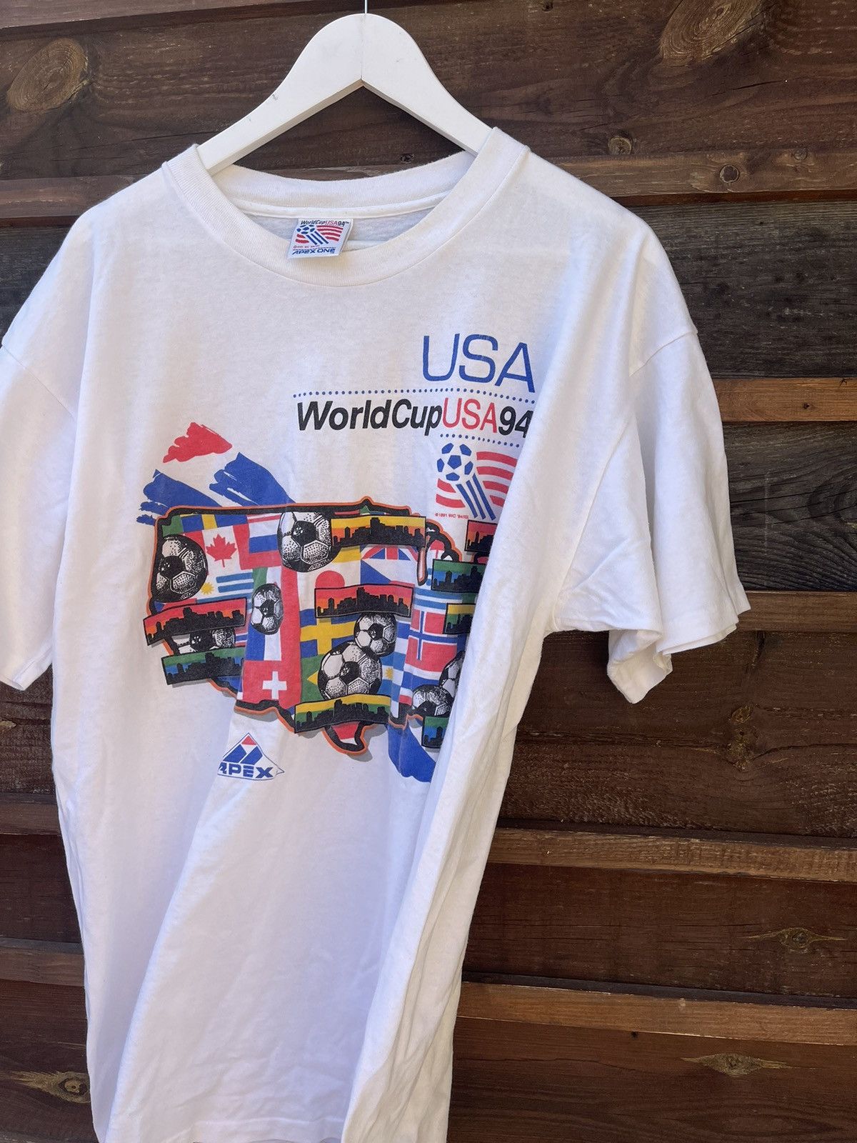 Vintage USA 1994 World Cup vintage Apex One white t-shirt tee Size US XL / EU 56 / 4 - 4 Thumbnail