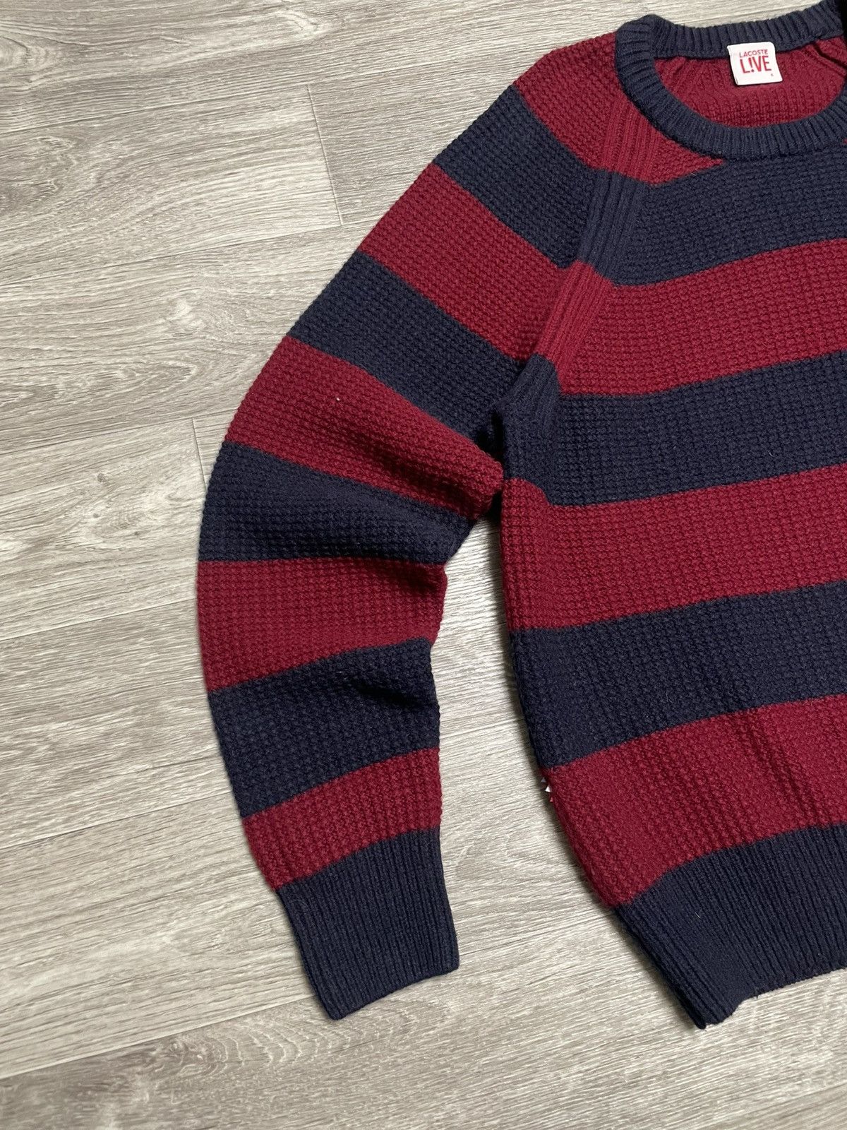 Lacoste Vintage Lacoste LIVE Blue/Burgundy Striped Knit Wool Sweater Size US L / EU 52-54 / 3 - 4 Thumbnail
