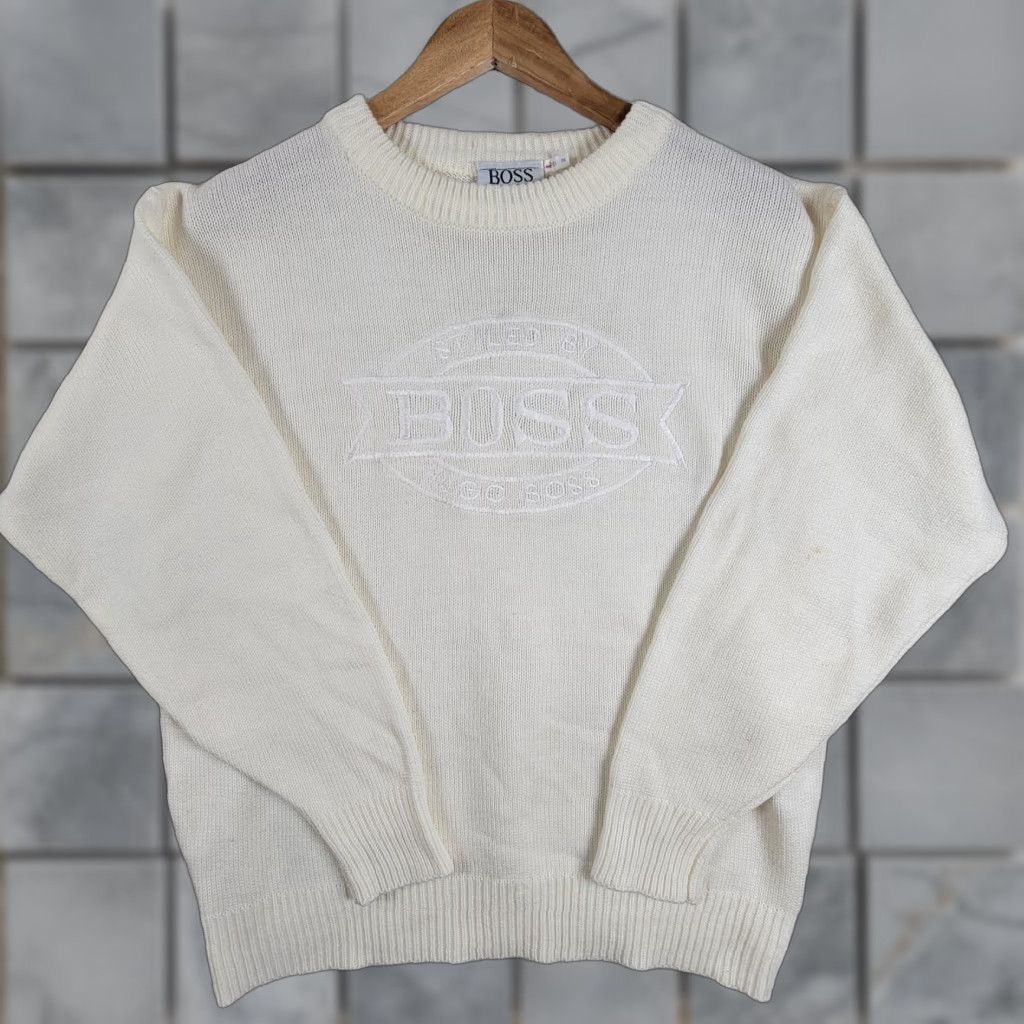 Hugo Boss VINTAGE Boss International Sport Classic Crew Neck Sweatshirt Mens Large White Mens Size US L / EU 52-54 / 3 - 1 Thumbnail