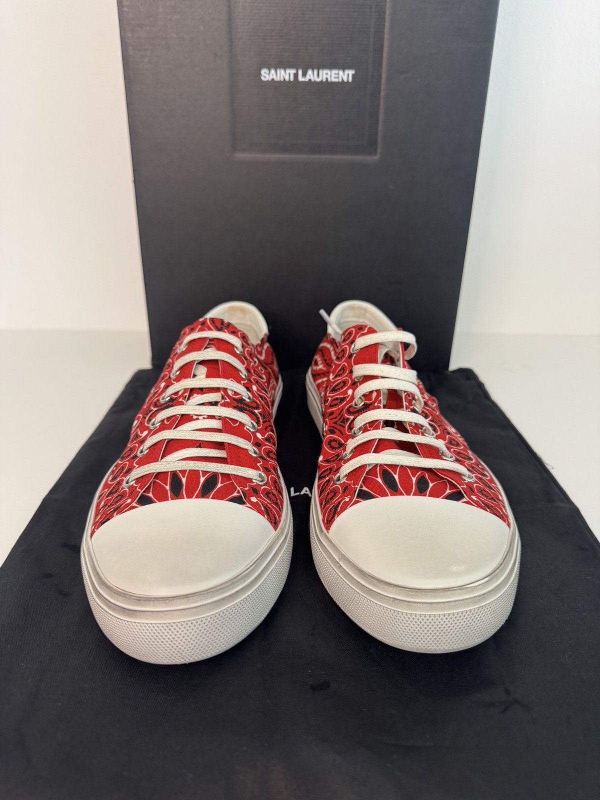 Saint Laurent Bandana Court Classic Sneakers Red White