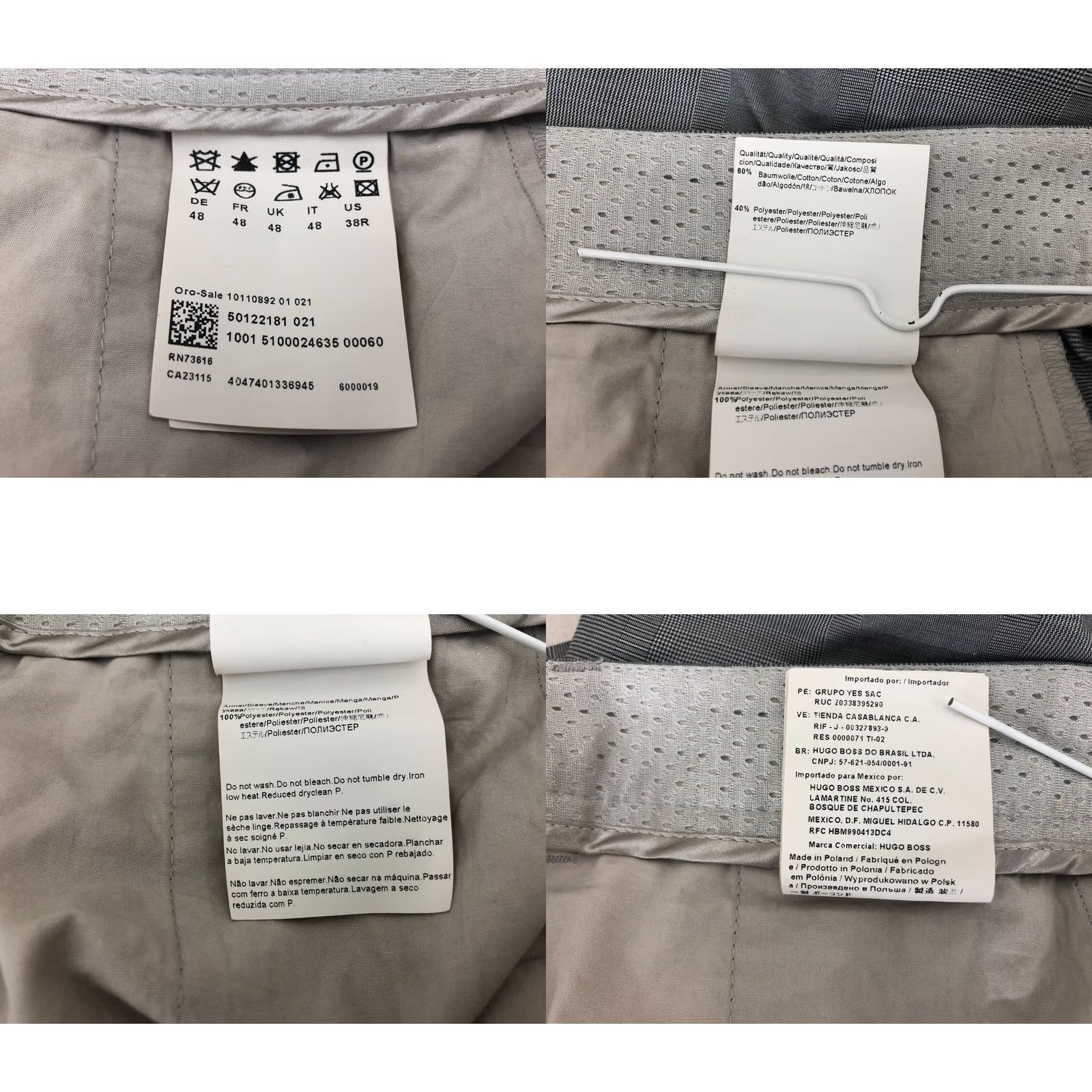 Hugo Boss HUGO BOSS 2 Piece Suit Cotton Gray Men 38R Check Jacket/Coat Two-Button Notch Single-Breasted Pants 2 Piece Casual Regular Mens Size 38R - 11 Thumbnail