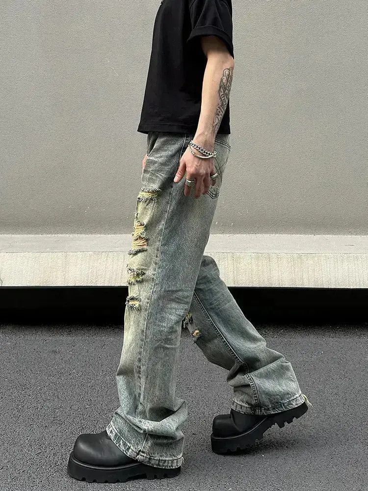 Japanese Brand Straight leg slimming distressed jeans Size US 32 / EU 48 - 5 Thumbnail