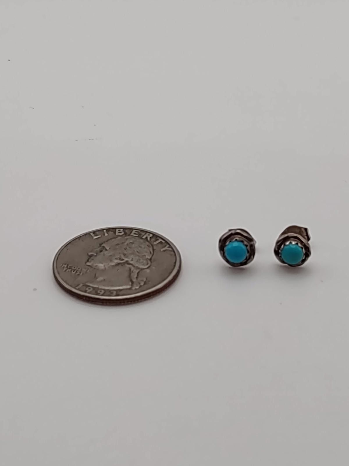 The Unbranded Brand Sterling Silver Turquoise Color Stud Earrings Petite 925 Size ONE SIZE - 4 Thumbnail
