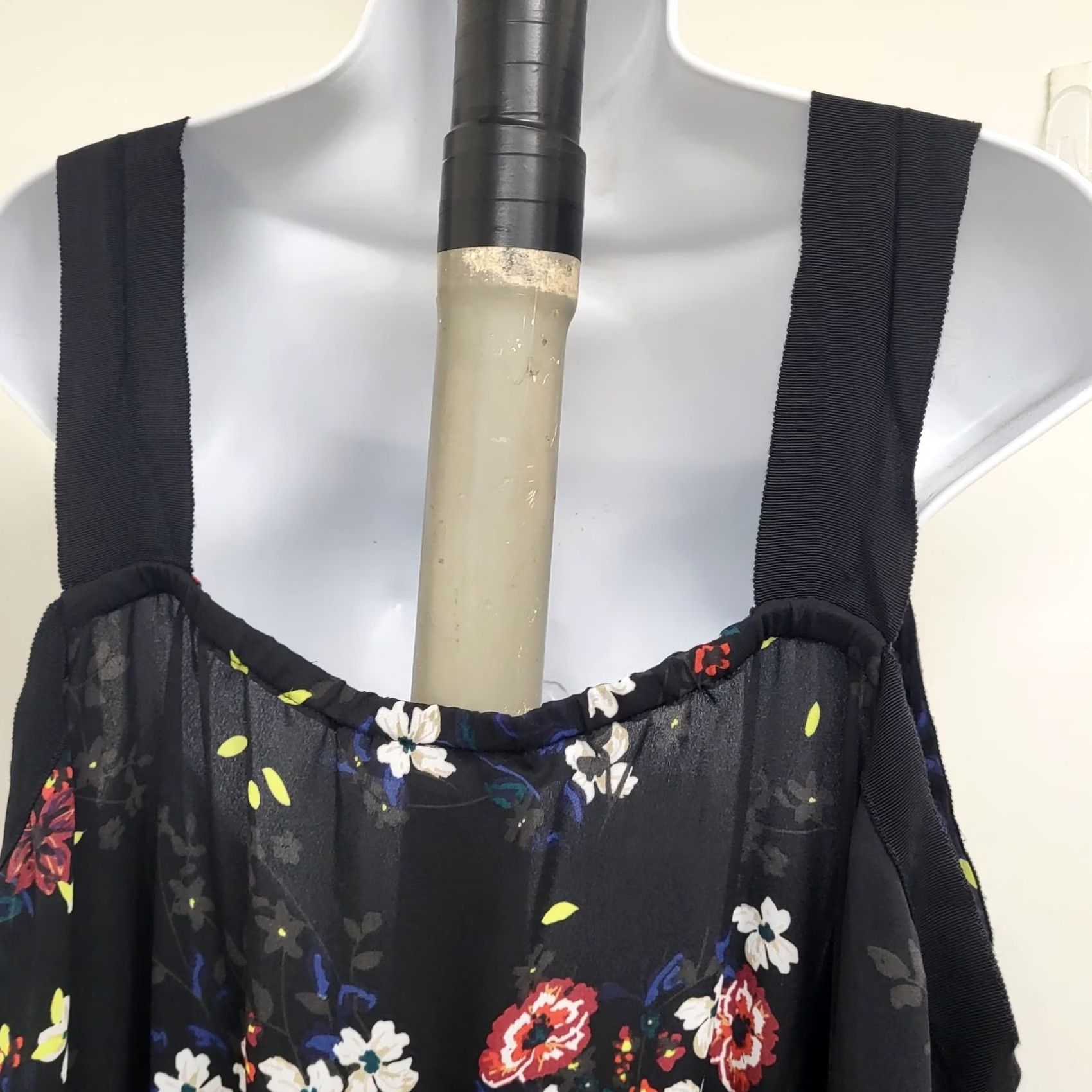 Vintage Rachel Rachel Roy Blouse Womens 1X Black Floral Print Cold Shoulder Square Neck Shirt Blouse Size XL / US 12-14 / IT 48-50 - 6 Thumbnail