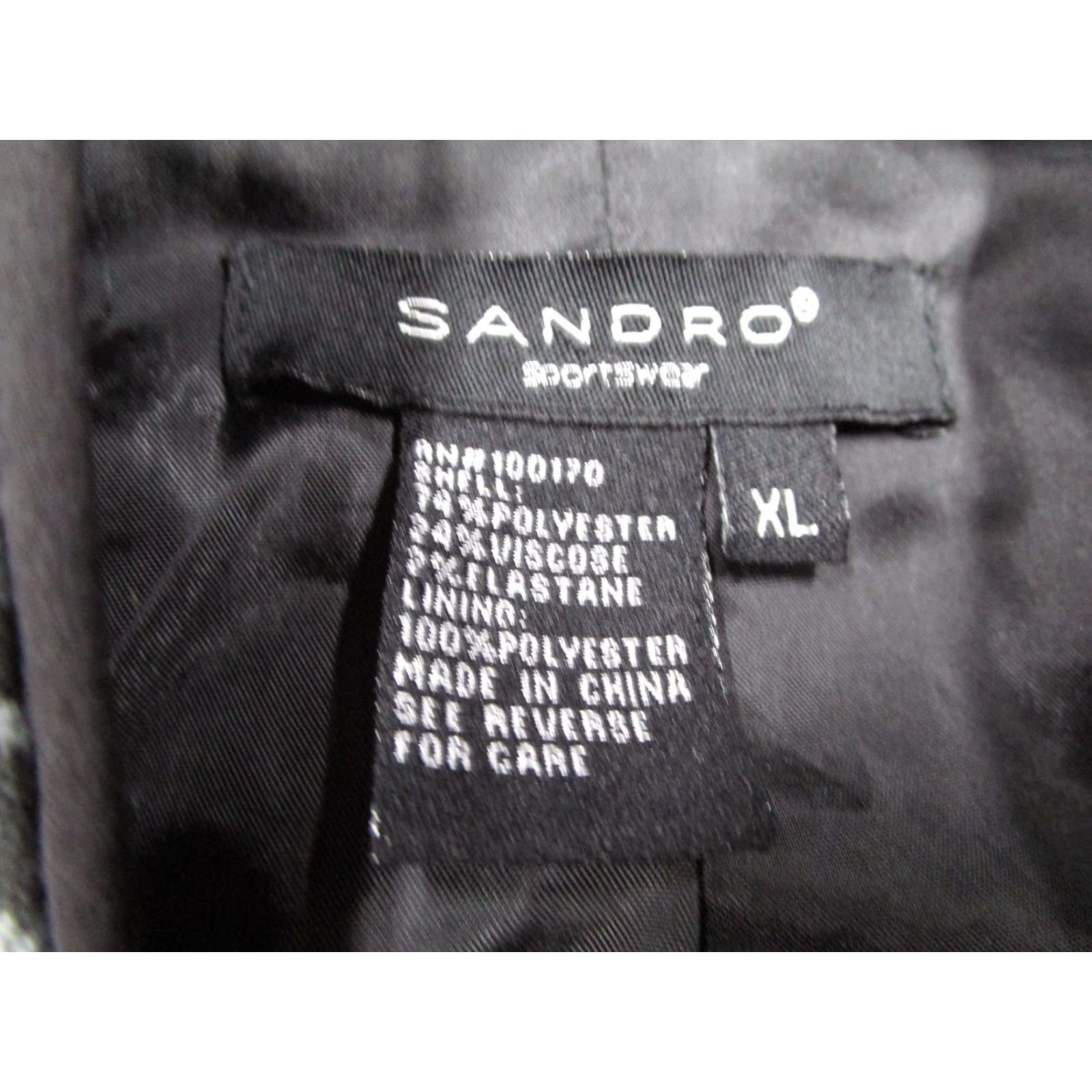 Sandro Sandro Sportswear Jacket Womens XL Black Zebra Button Up Belted Tie - Animal Print, Short Jacket, Long Sleeve, Regular Fit, Polyester - Made in China Size S / US 4 / IT 40 - 2 Thumbnail
