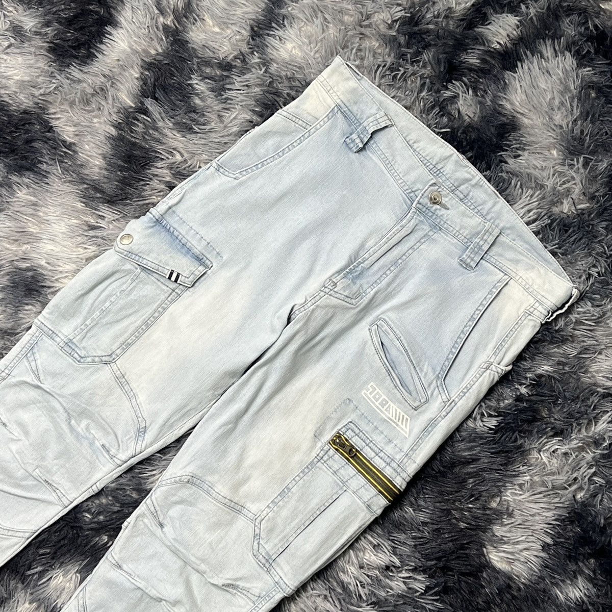 Japanese Brand Tora Double Knee Denim Cargo Pants Size US 31 - 3 Thumbnail