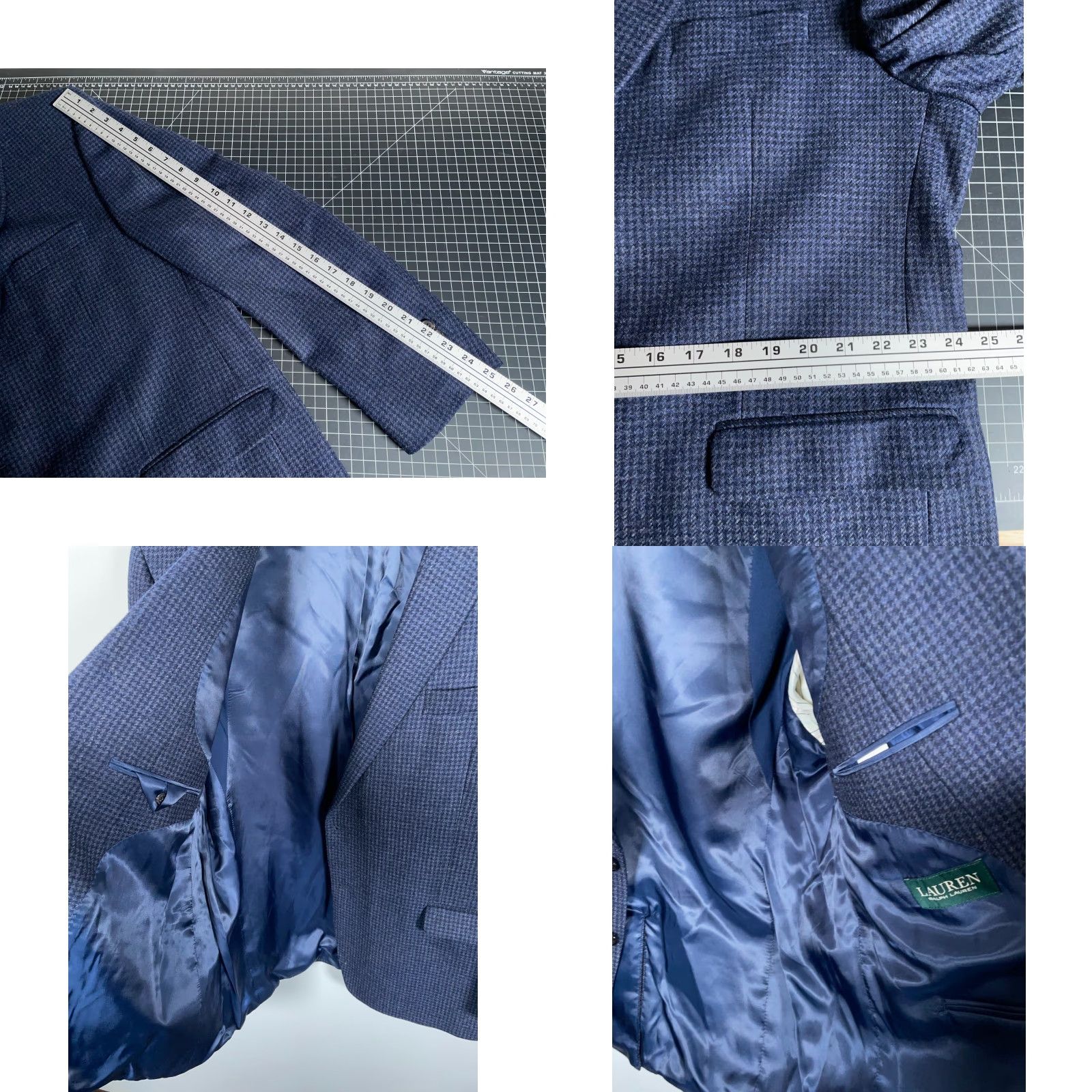 Ralph Lauren Lauren Ralph Lauren Blazer Men 48 Regular Blue Wool Houndstooth Jacket Size 48R - 8 Thumbnail
